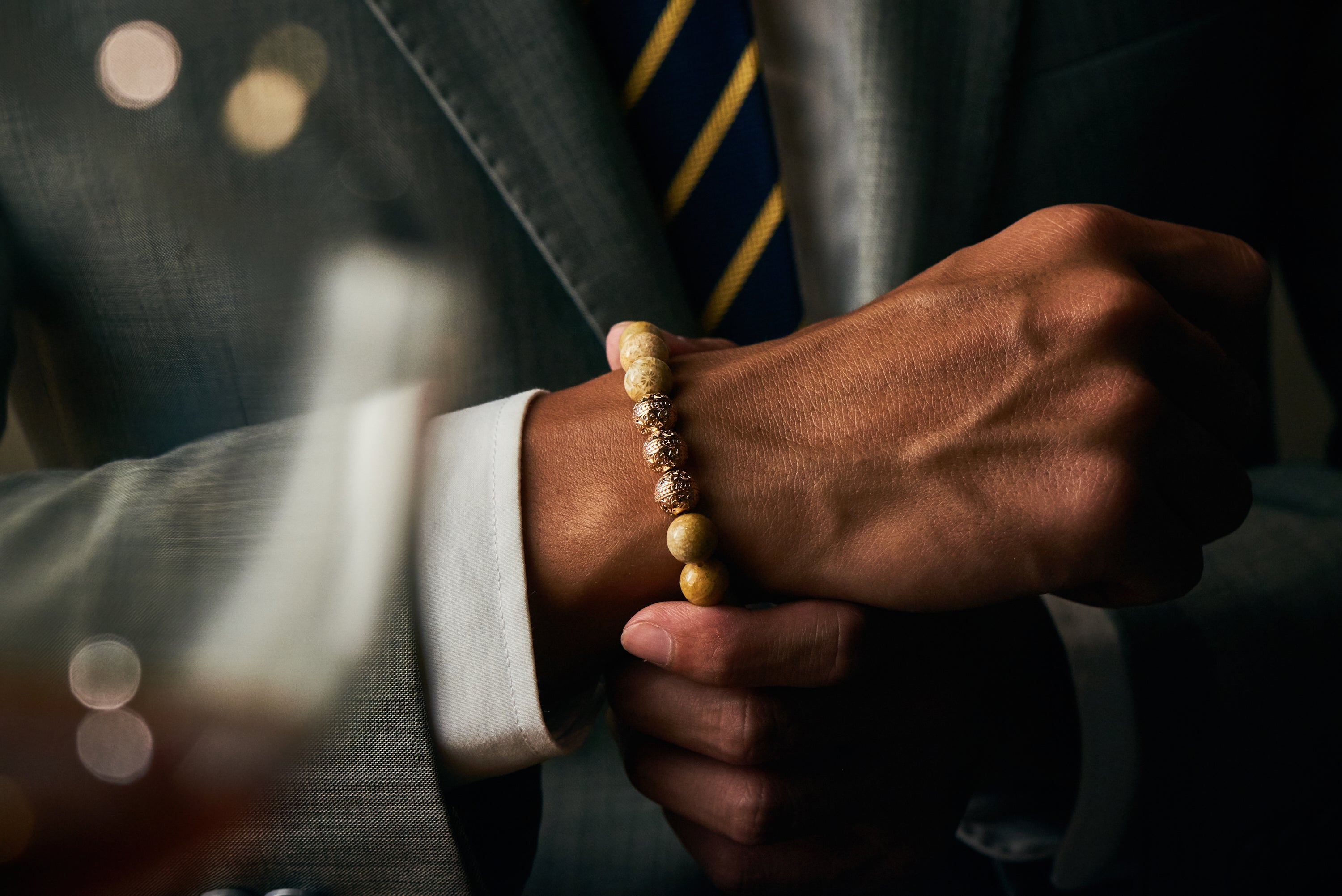 18K Gold Beaded Bracelets For Men