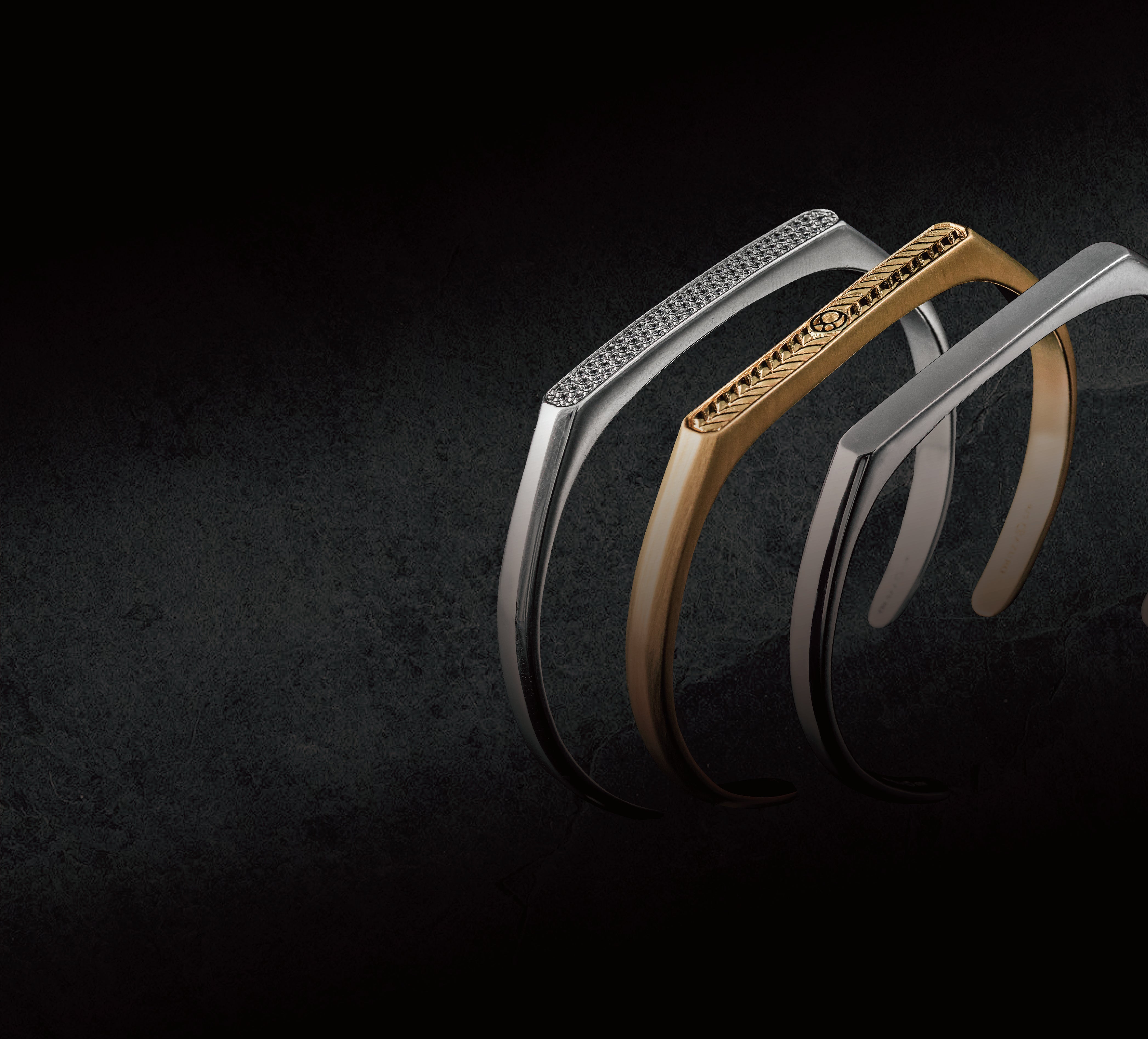 AZ Cuff Bracelets in 18k Gold & 925 Sterling Silver