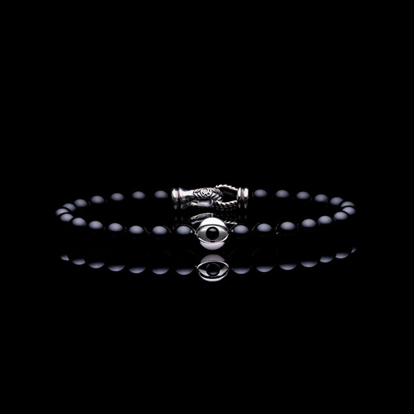 The Silver Evil Eye Bracelet Men's Beaded Bracelets Custom Jewelry 8mm