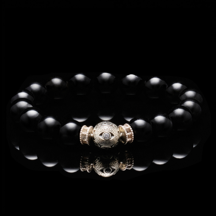 The Evil Eye bracelet is a symbol of protection and good fortune. The handcrafted surface of the skin gives the Evil Eye bracelet a realistic touch. The open clicked design provides the flexibility of changing any designs you want. The 24k Gold Evil Eye bracelet comes with 2 customized colors for you to choose!