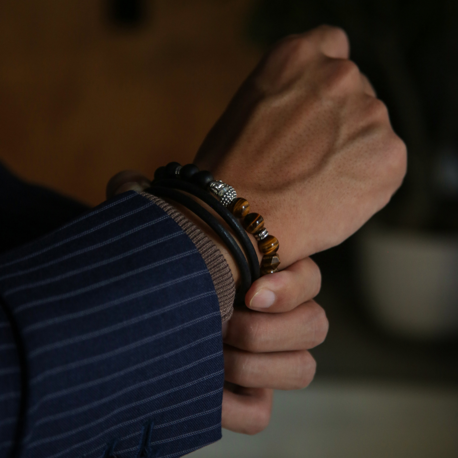 Leather bracelets are one of the stylish types of bracelets. Offering black leather bracelets, leather wrap bracelets, braided leather bracelets. Personalized leather bracelets with engraved names are available through our customized service.