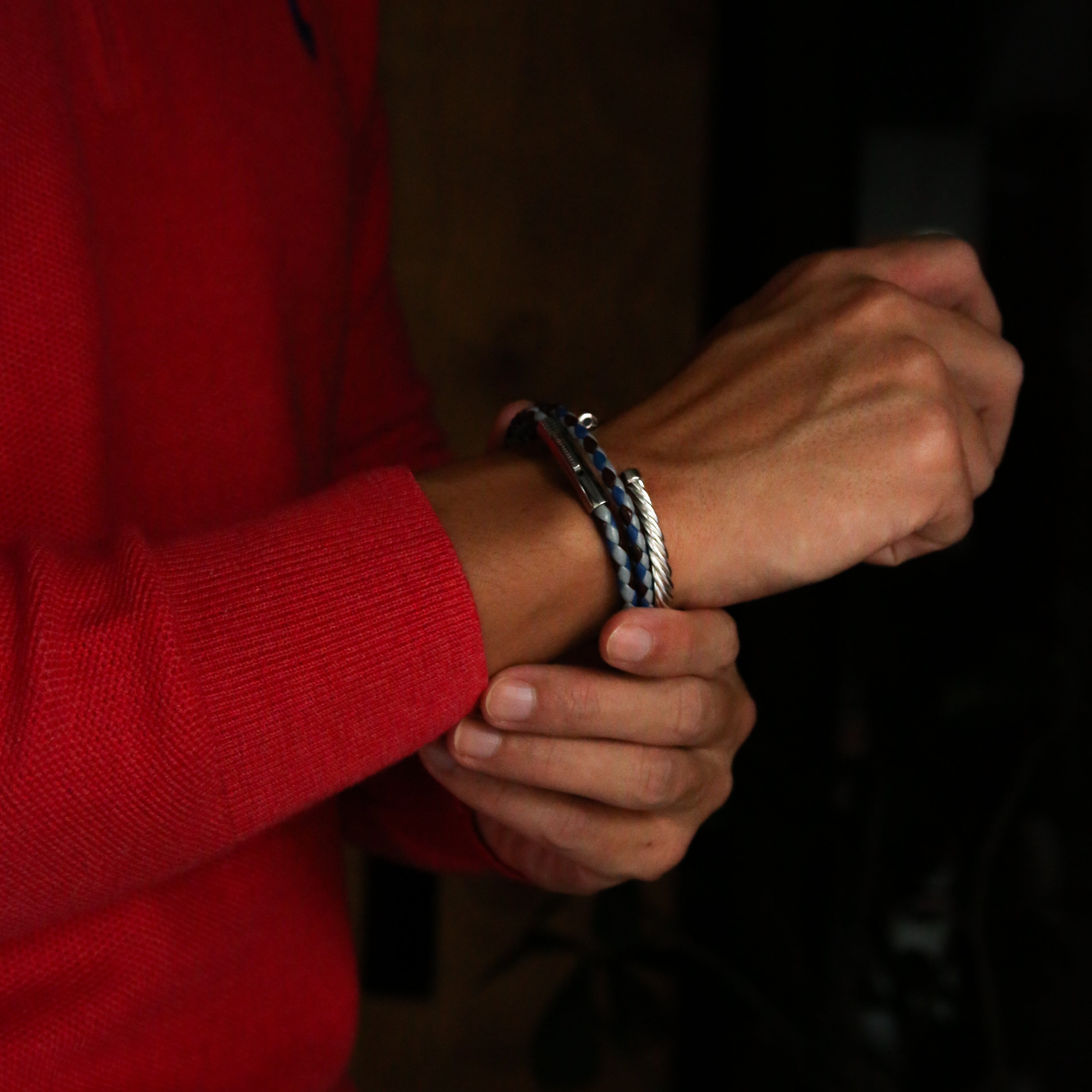 Leather bracelets are one of the stylish types of bracelets. Offering black leather bracelets, leather wrap bracelets, braided leather bracelets. Personalized leather bracelets with engraved names are available through our customized service.