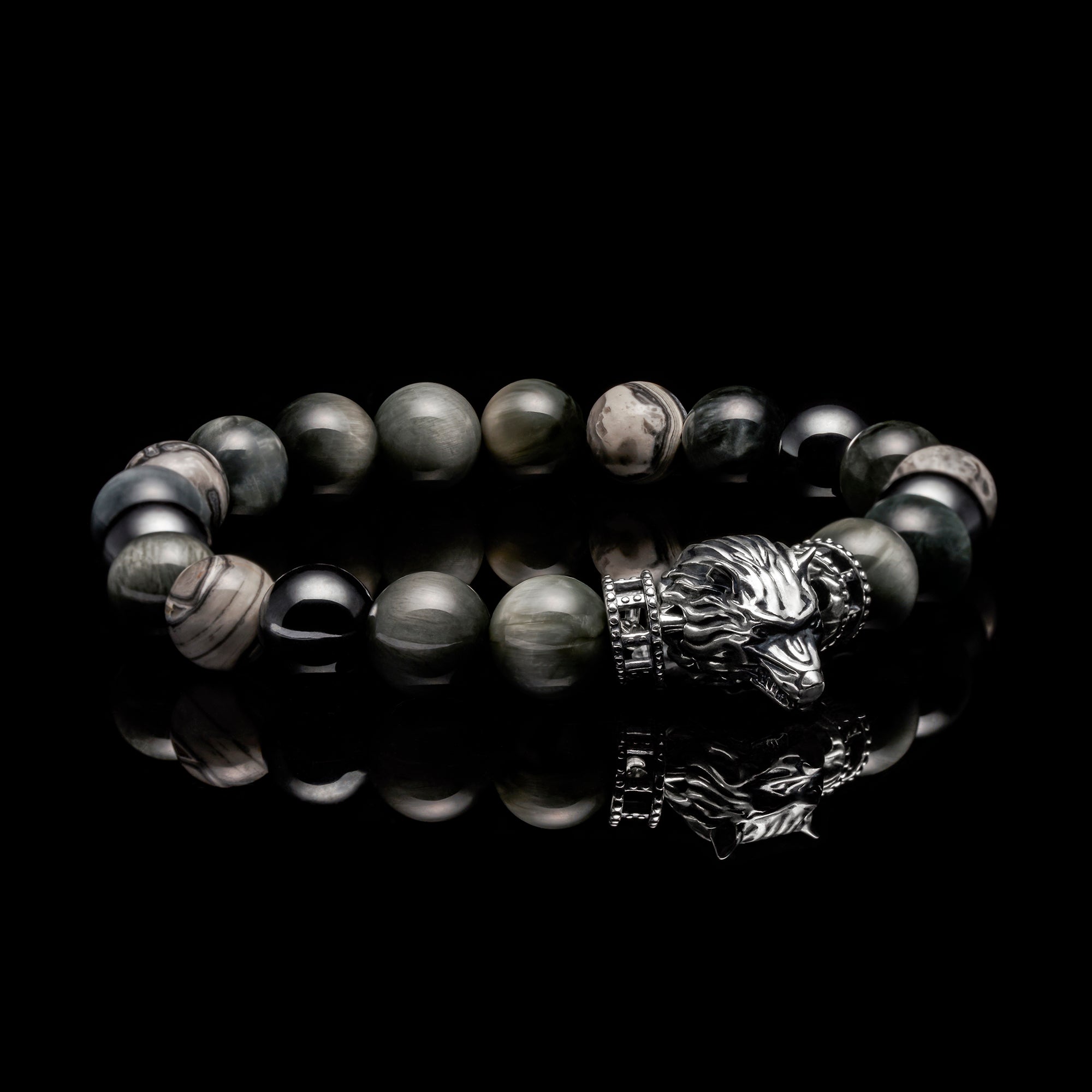 wolf bracelets, gold bracelets for men, wolf pendant, wolf jewelry, silver wolf jewelry, 925 silver beaded bracelet, animal jewelry for men, beaded bracelets for men, mens beaded bracelets