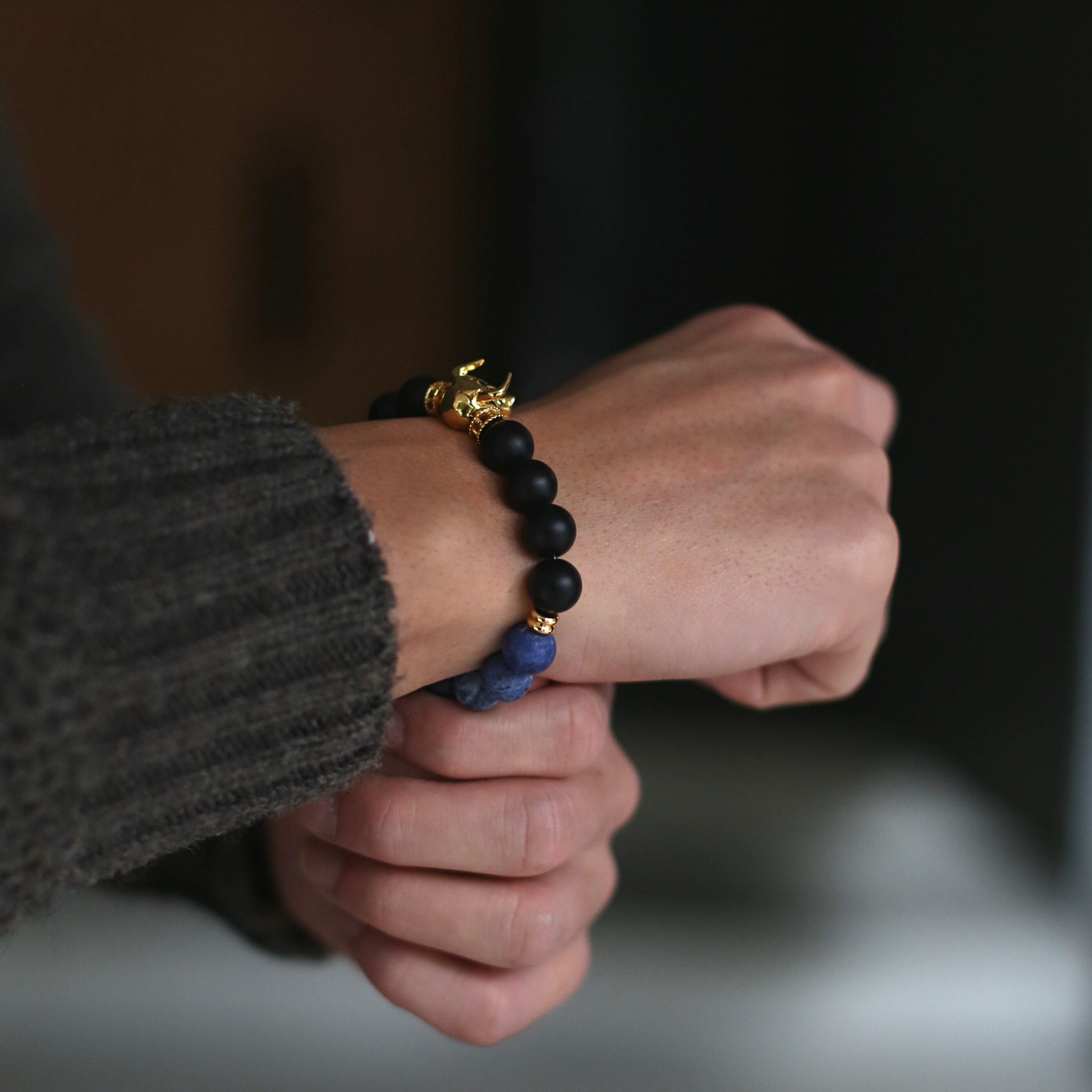 The Taurus bracelet is one of Azuro Republic most popular animal head bracelets in 2021. The many cultures the Taurus head means prosperity and wealth. The Taurus bead mixes men's beaded bracelets and customs with exquisite crystal and gemstones. Azuro Republic Taurus bracelet is a silver bracelet with 925 silver plated with 3 microns 24k gold.