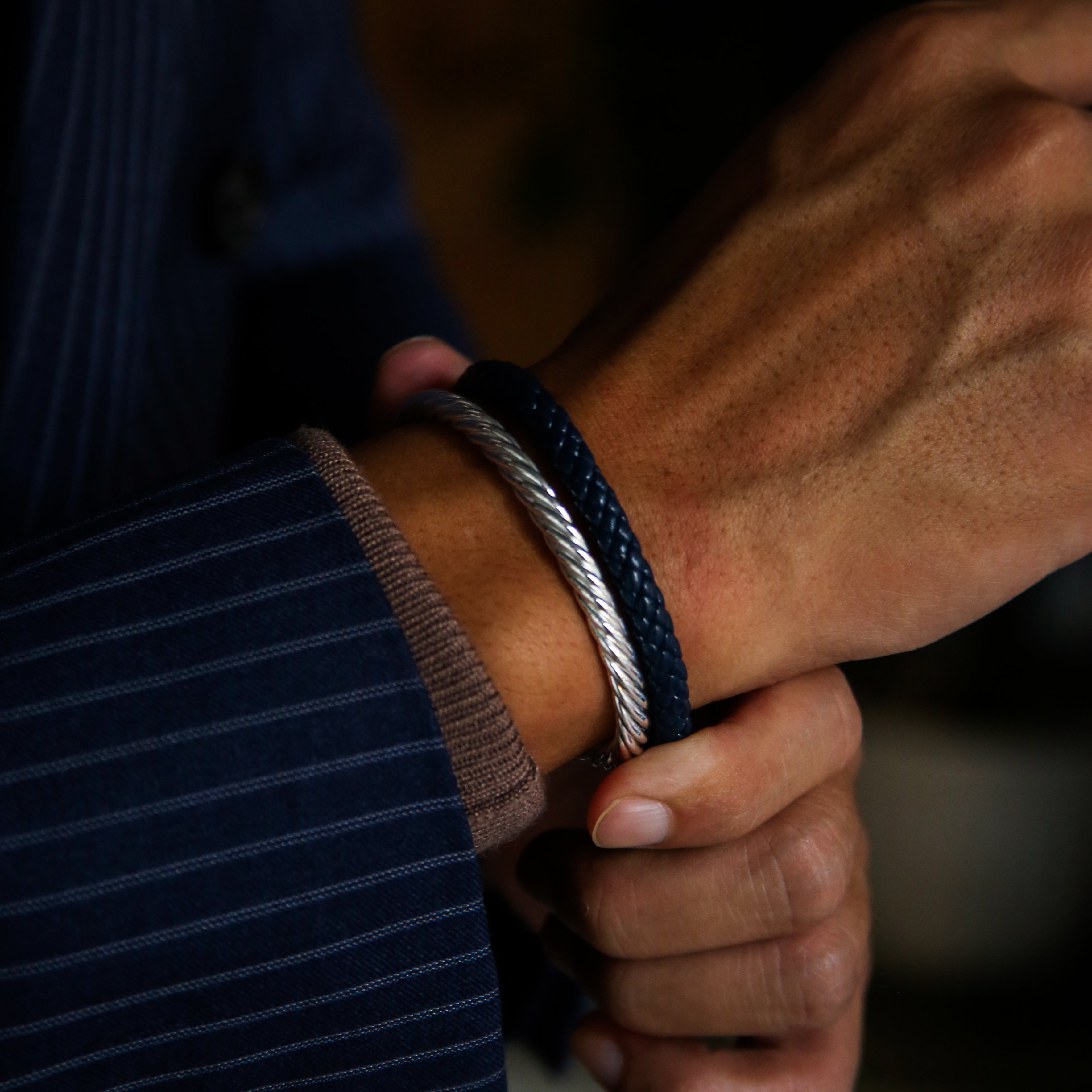 Leather bracelets are one of the stylish types of bracelets. Offering black leather bracelets, leather wrap bracelets, braided leather bracelets. Personalized leather bracelets with engraved names are available through our customized service.