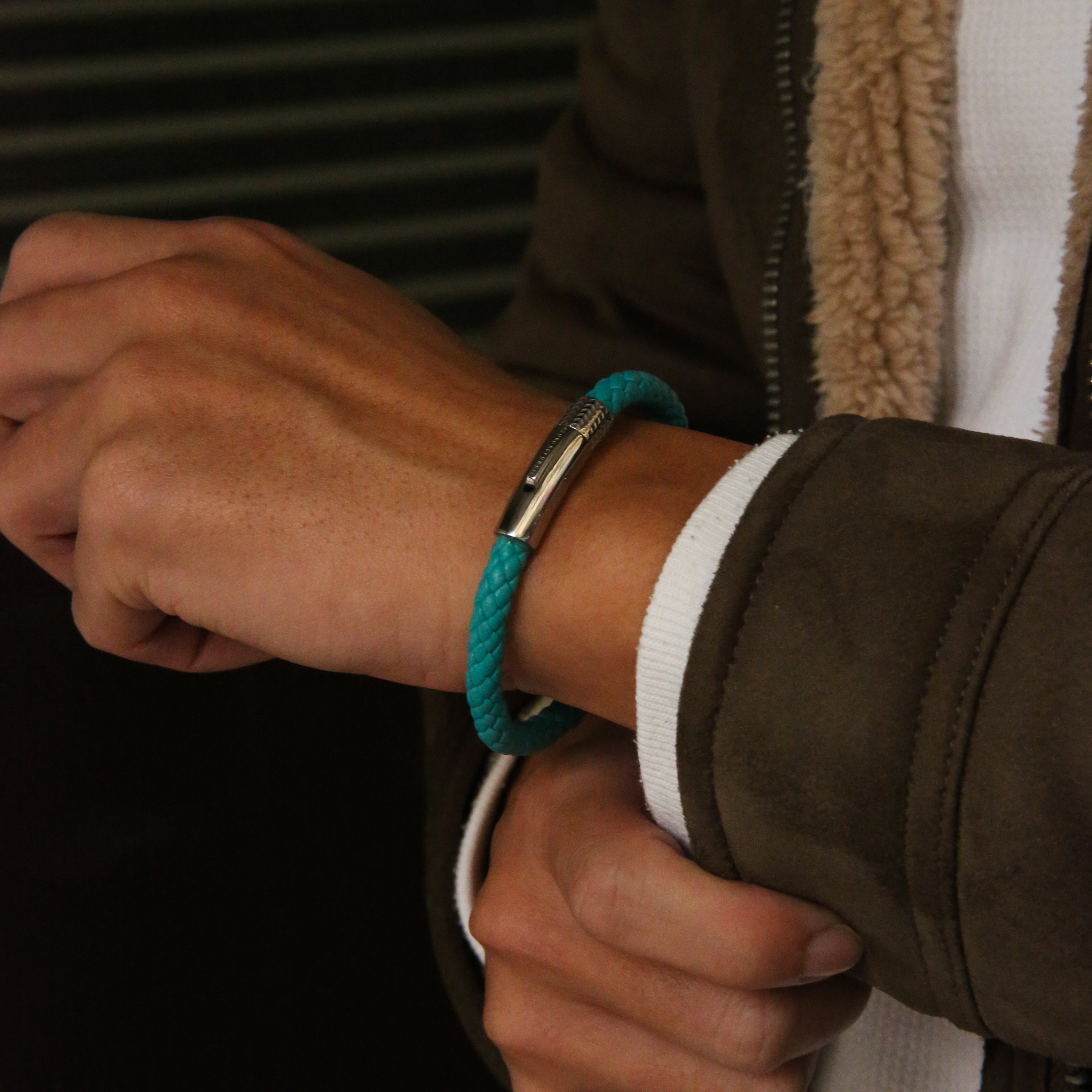 Leather bracelets are one of the stylish types of bracelets. Offering black leather bracelets, leather wrap bracelets, braided leather bracelets. Personalized leather bracelets with engraved names are available through our customized service.