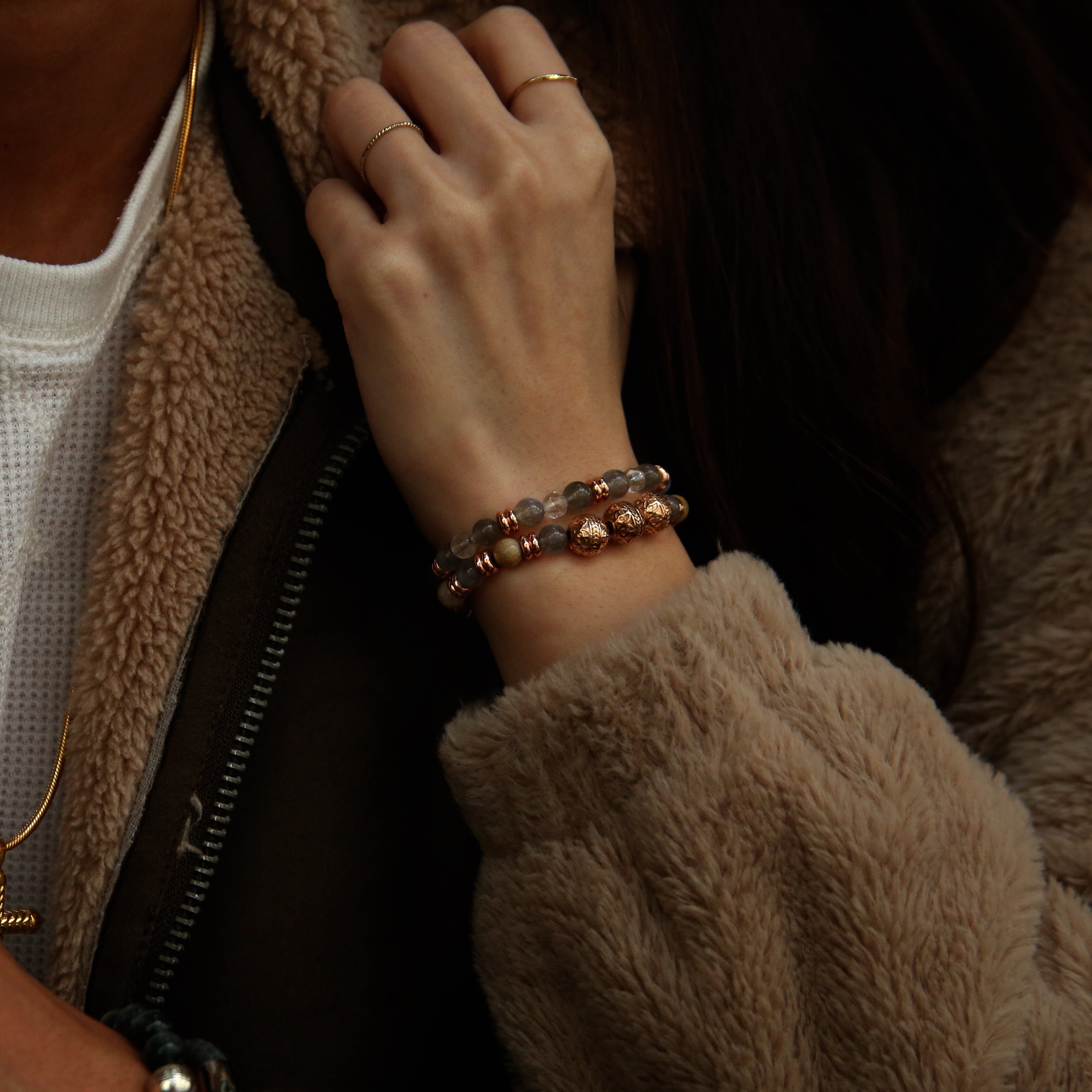 gemstones bracelets, stack bracelets for women, women bracelets, beaded bracelets, rose gold beaded bracelets, rose gold bracelets for women.