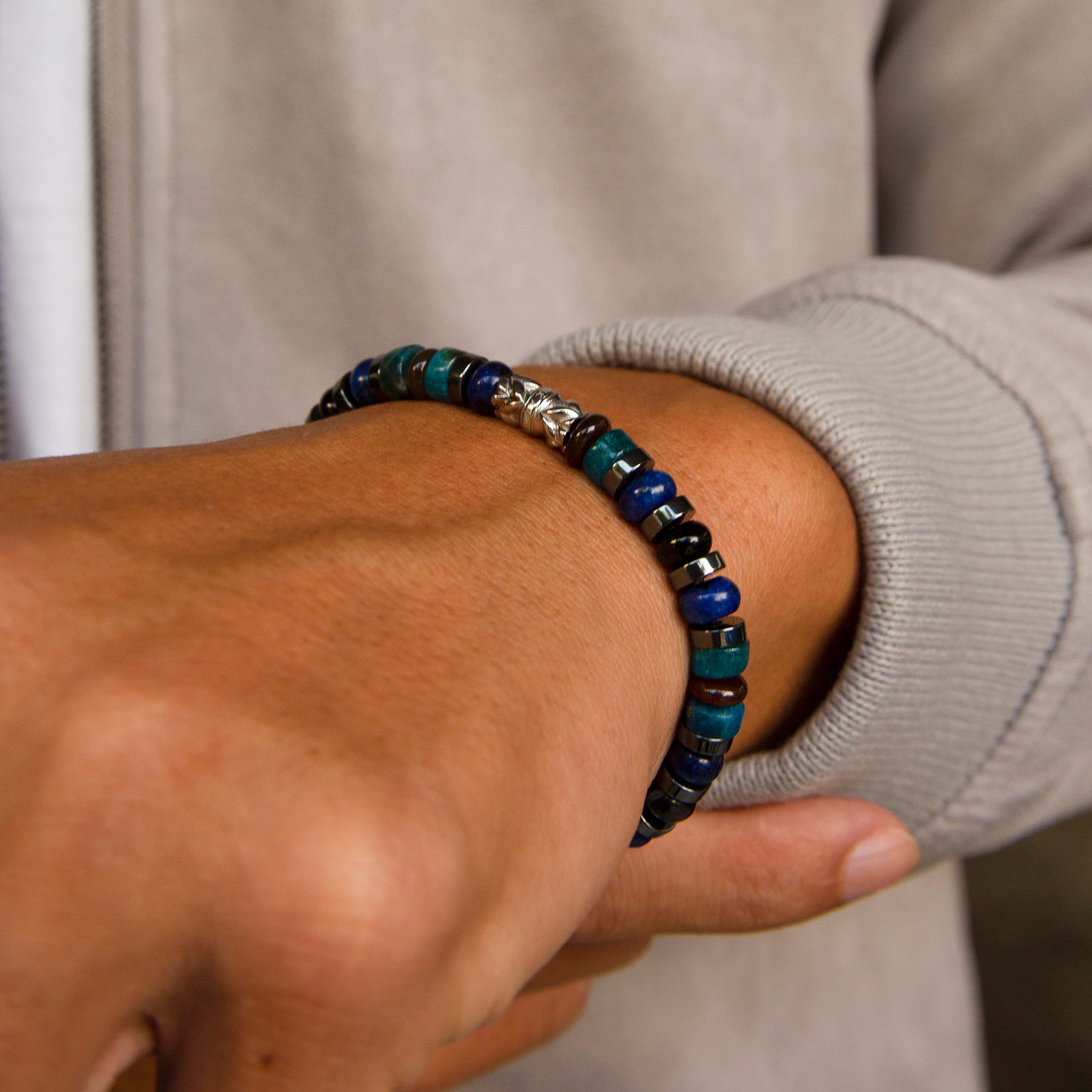mens beaded bracelet , mens bead bracelet, gold bracelet for men, blue bead bracelets
