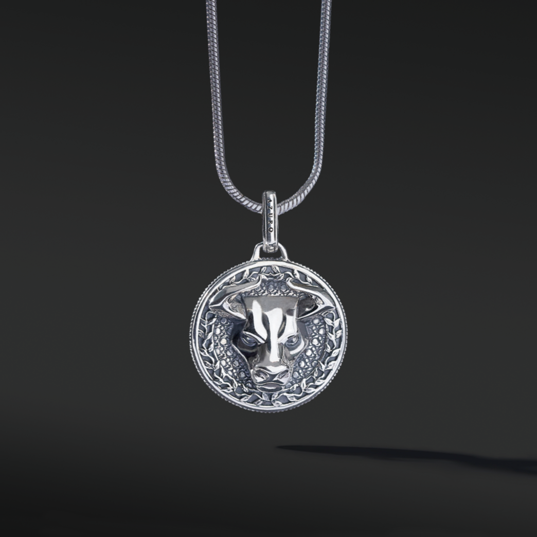 Bull silver pendant necklace in many cultures means prosperity, wealth, and it also means family and union. A bull silver pendant gives a solid appearance to a man. The fine polishing of the horns completes the sharpness of this creation. Azuro put together a collection of Bull pendants and bracelets.