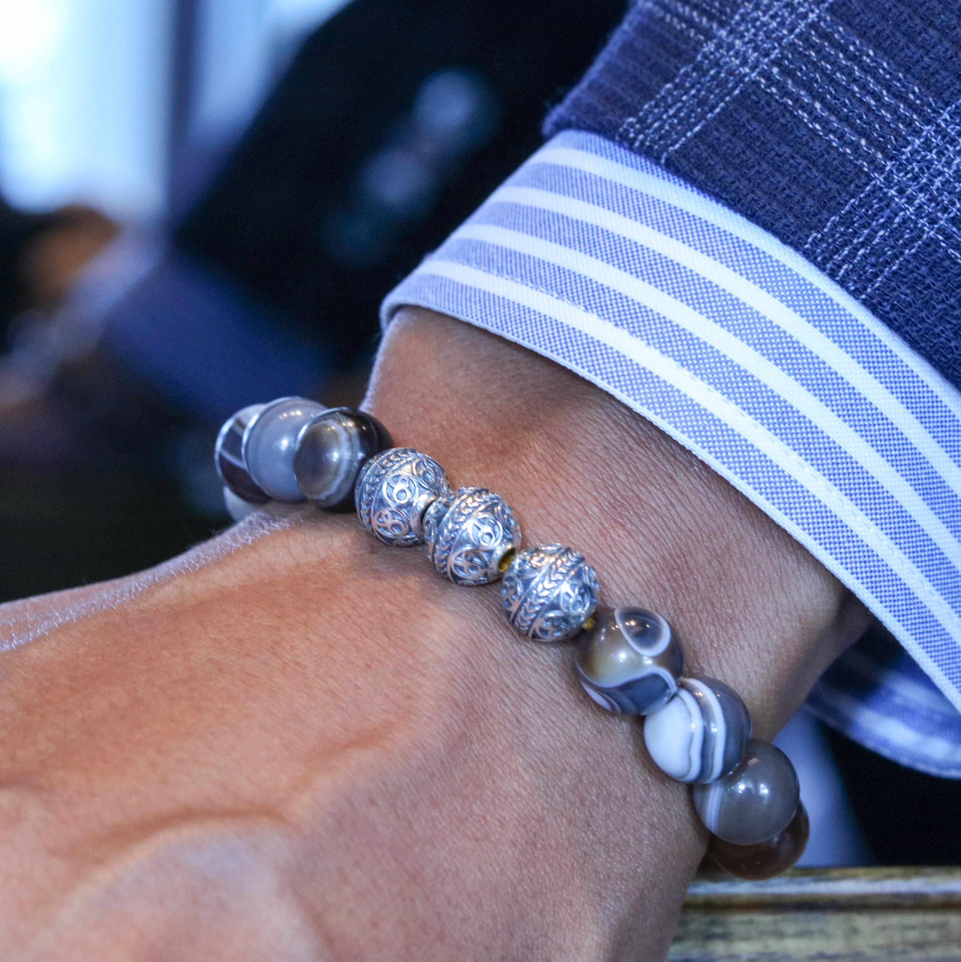 SILVER DRAGORSE BROWN AGATE BRACELET - Azuro Republic