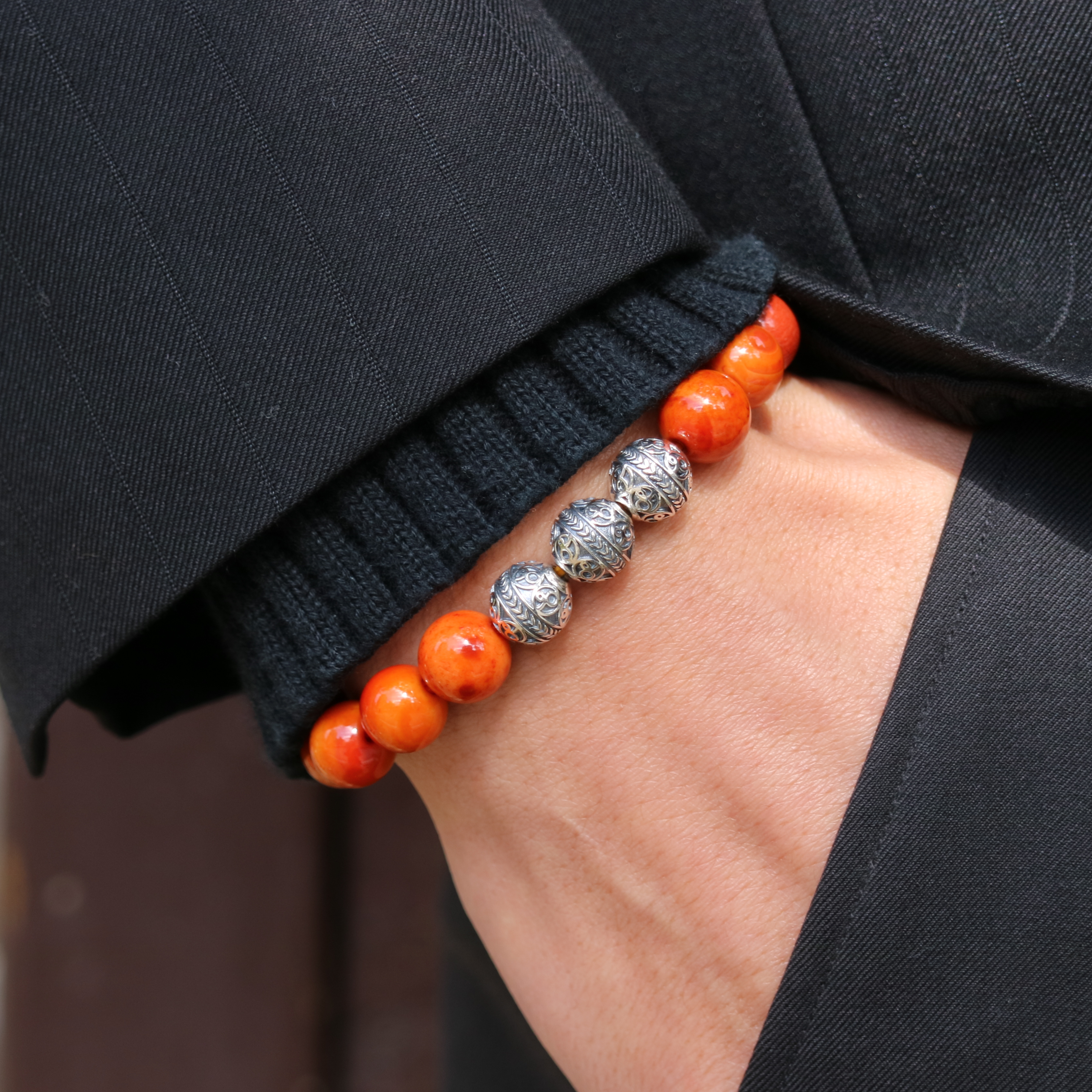 SILVER CLASSIC RED JASPER BRACELET - Azuro Republic