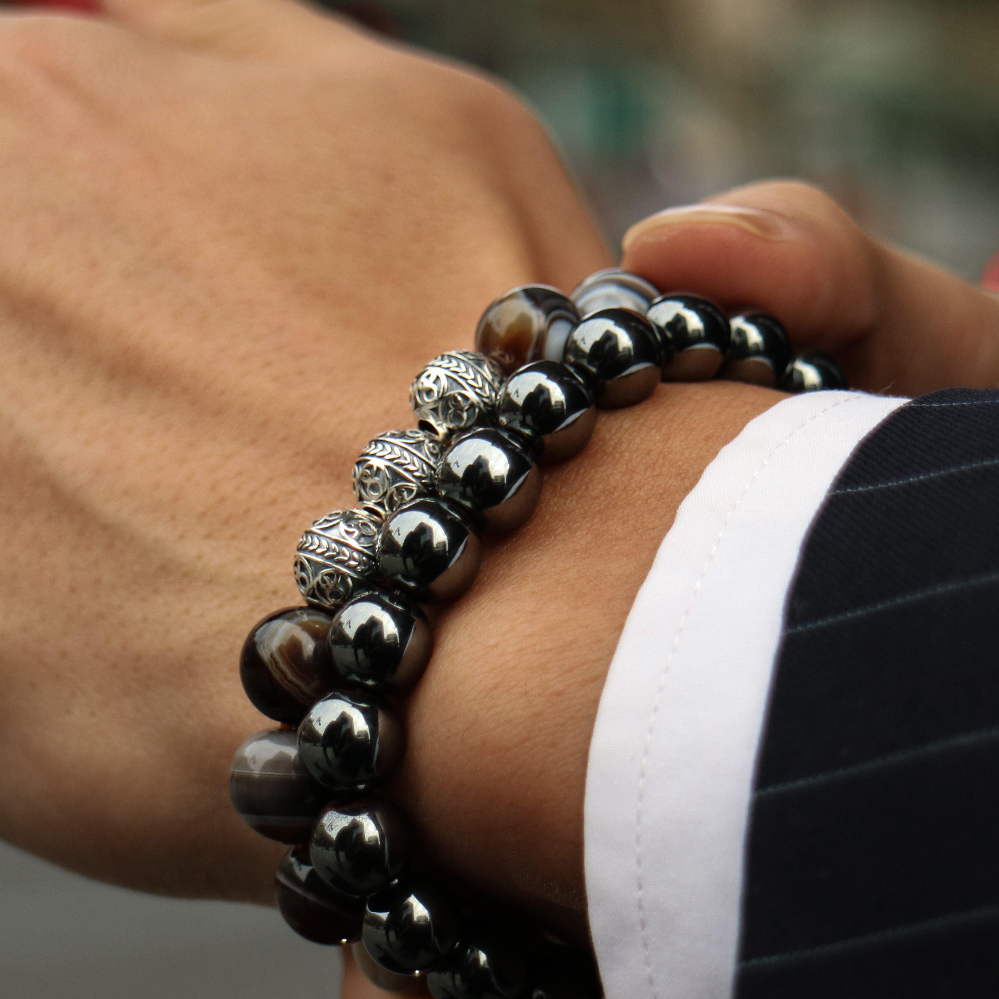 SILVER DRAGORSE BROWN AGATE BRACELET - Azuro Republic