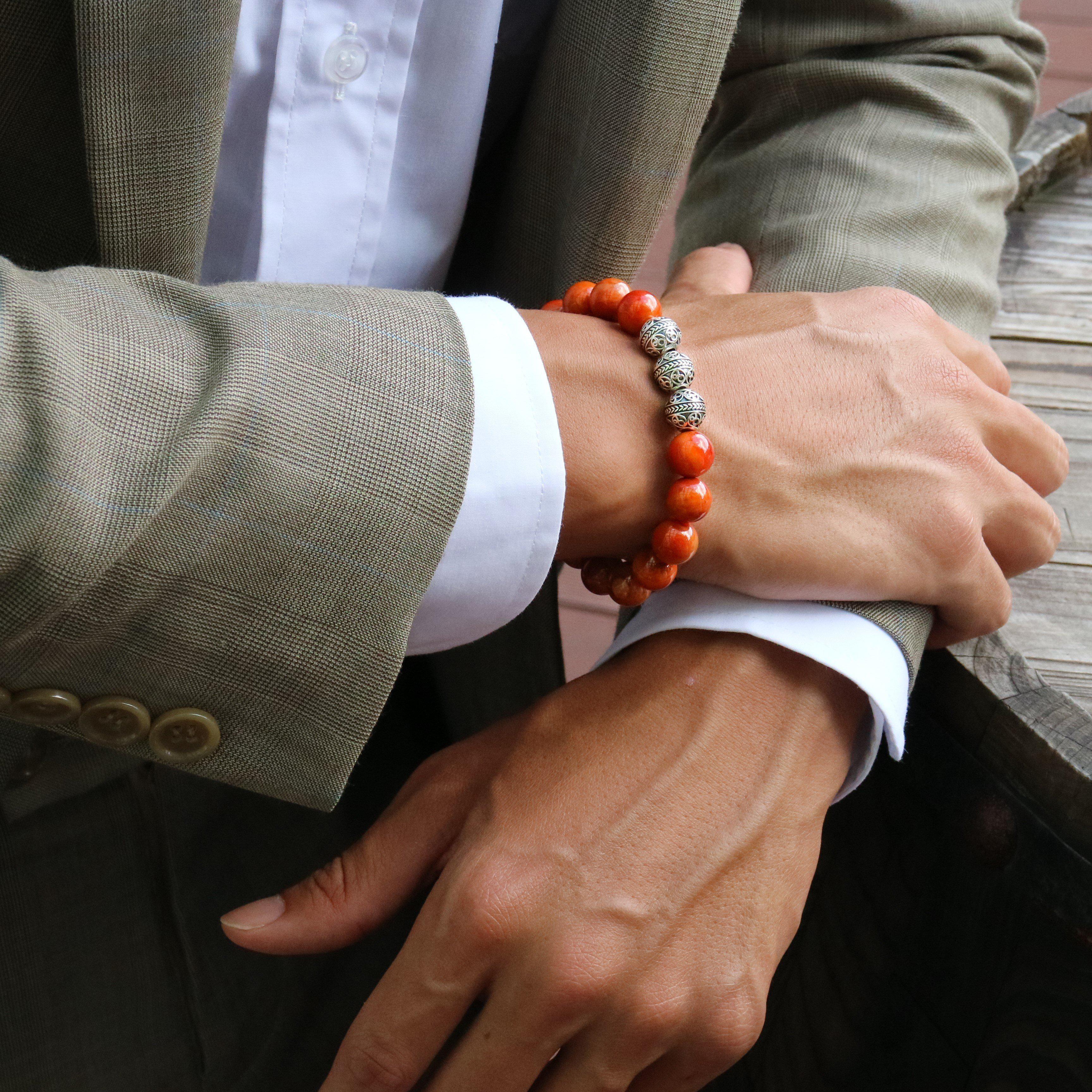 SILVER CLASSIC RED JASPER BRACELET - Azuro Republic