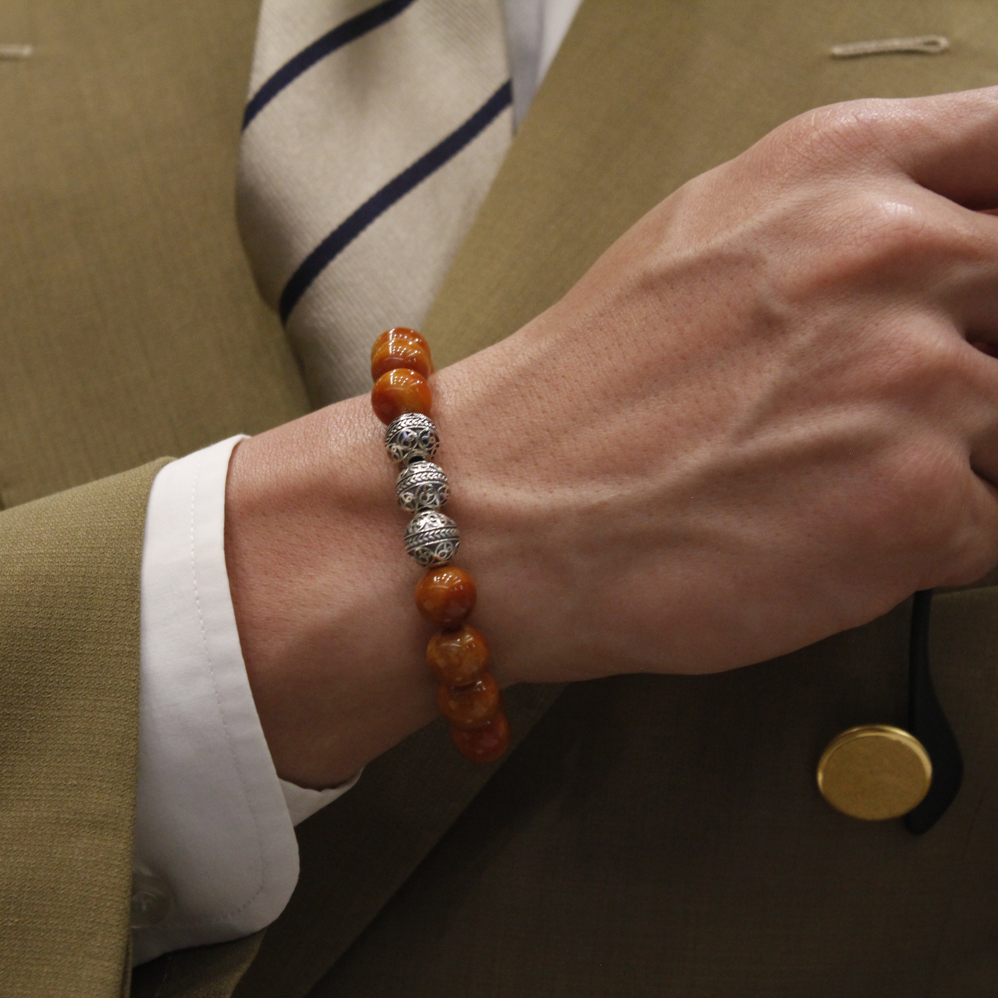 SILVER CLASSIC RED JASPER BRACELET - Azuro Republic