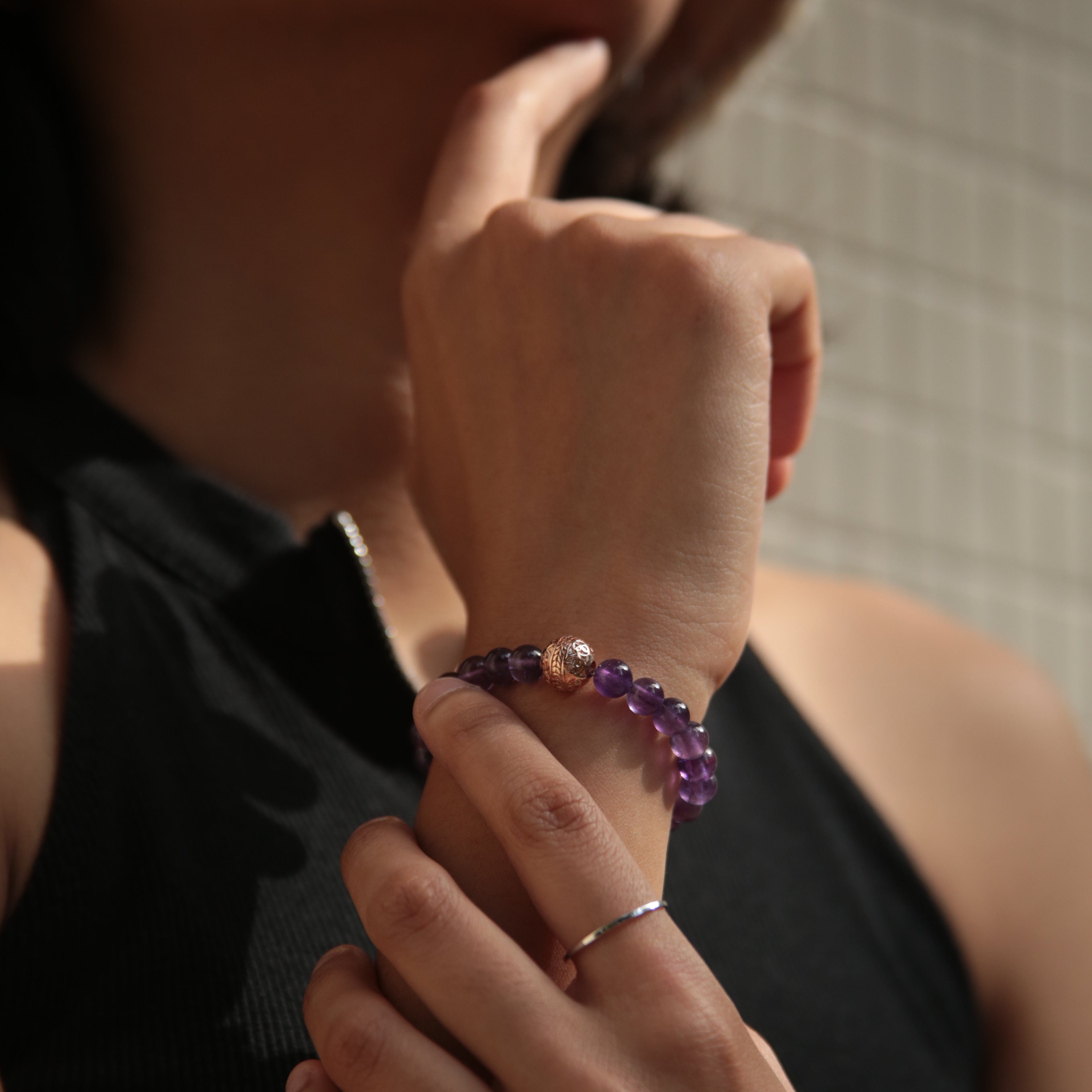 Women's beaded bracelets, Rose gold amethyst bracelet, gemstone bracelet, adjustable bracelet, custom bracelet, personalized braceletswomen's gold bracelets, jewlery for women, women's crystal bracelets, healing crystals bracelets for women, women jewelry