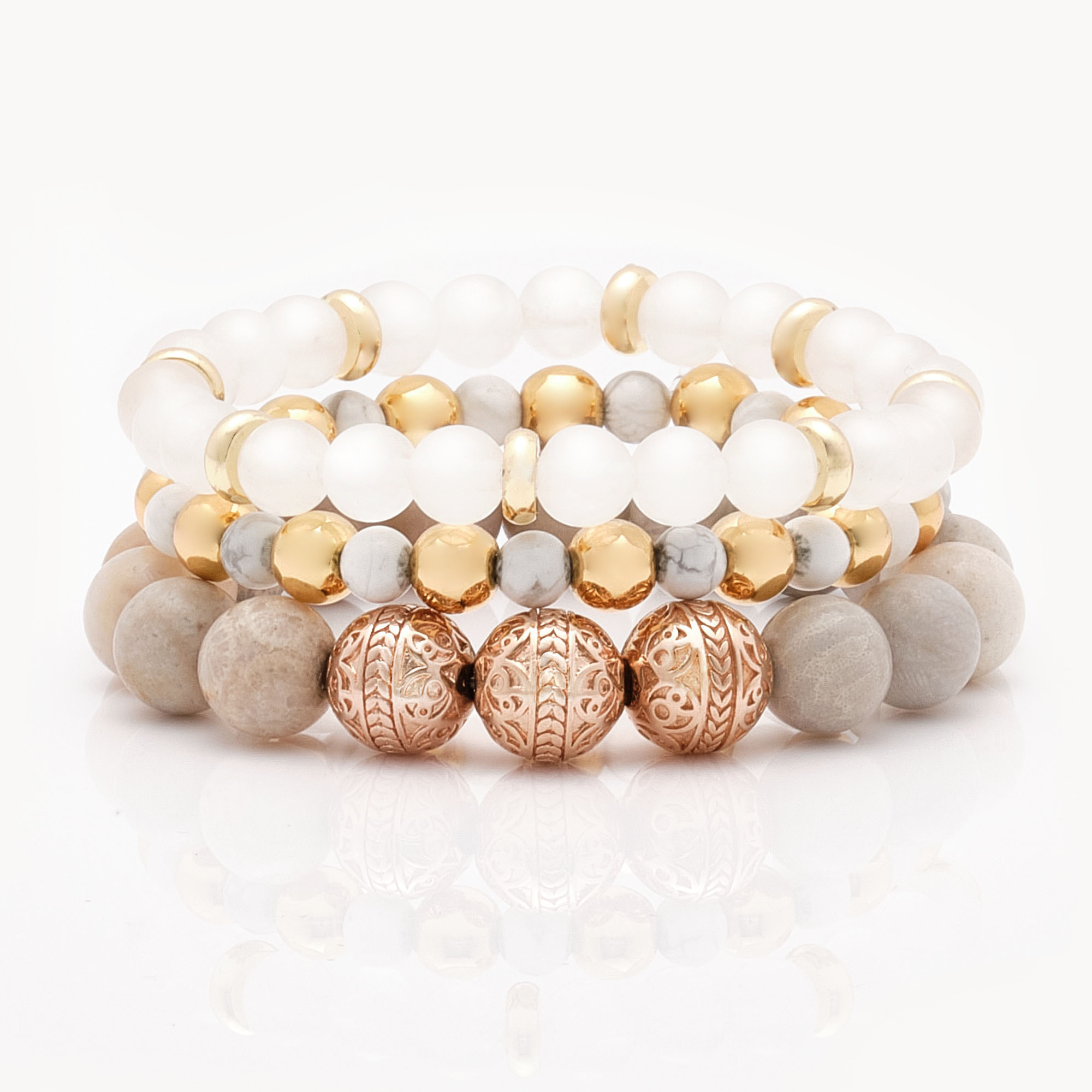 Women's beaded bracelets, Rose gold chrysanthemum bracelet, howlite bracelets, white jade bracelets, Stack bracelets, women's silver bracelets, women's gold bracelets, jewlery for women, women's crystal bracelets, healing crystals bracelets for women, women jewelry