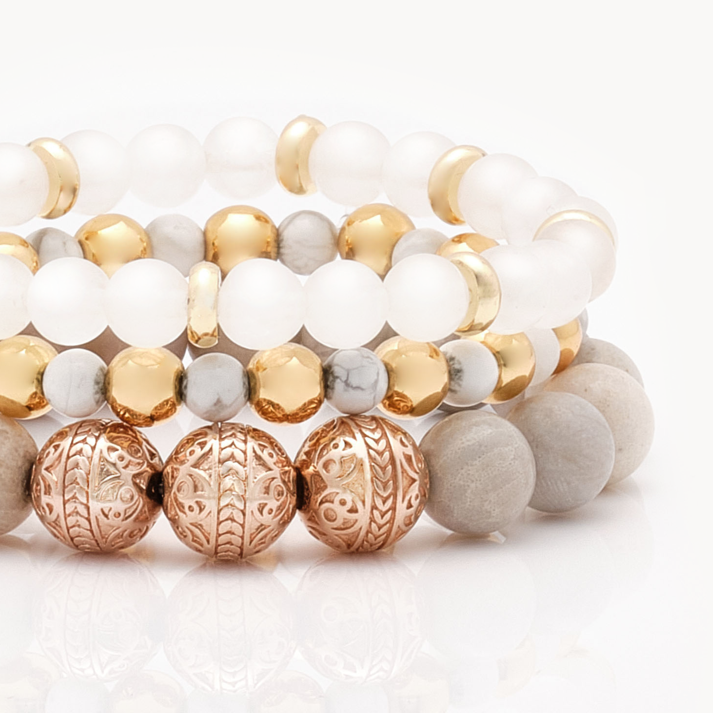 Women's beaded bracelets, Rose gold chrysanthemum bracelet, howlite bracelets, white jade bracelets, Stack bracelets, women's silver bracelets, women's gold bracelets, jewlery for women, women's crystal bracelets, healing crystals bracelets for women, women jewelry
