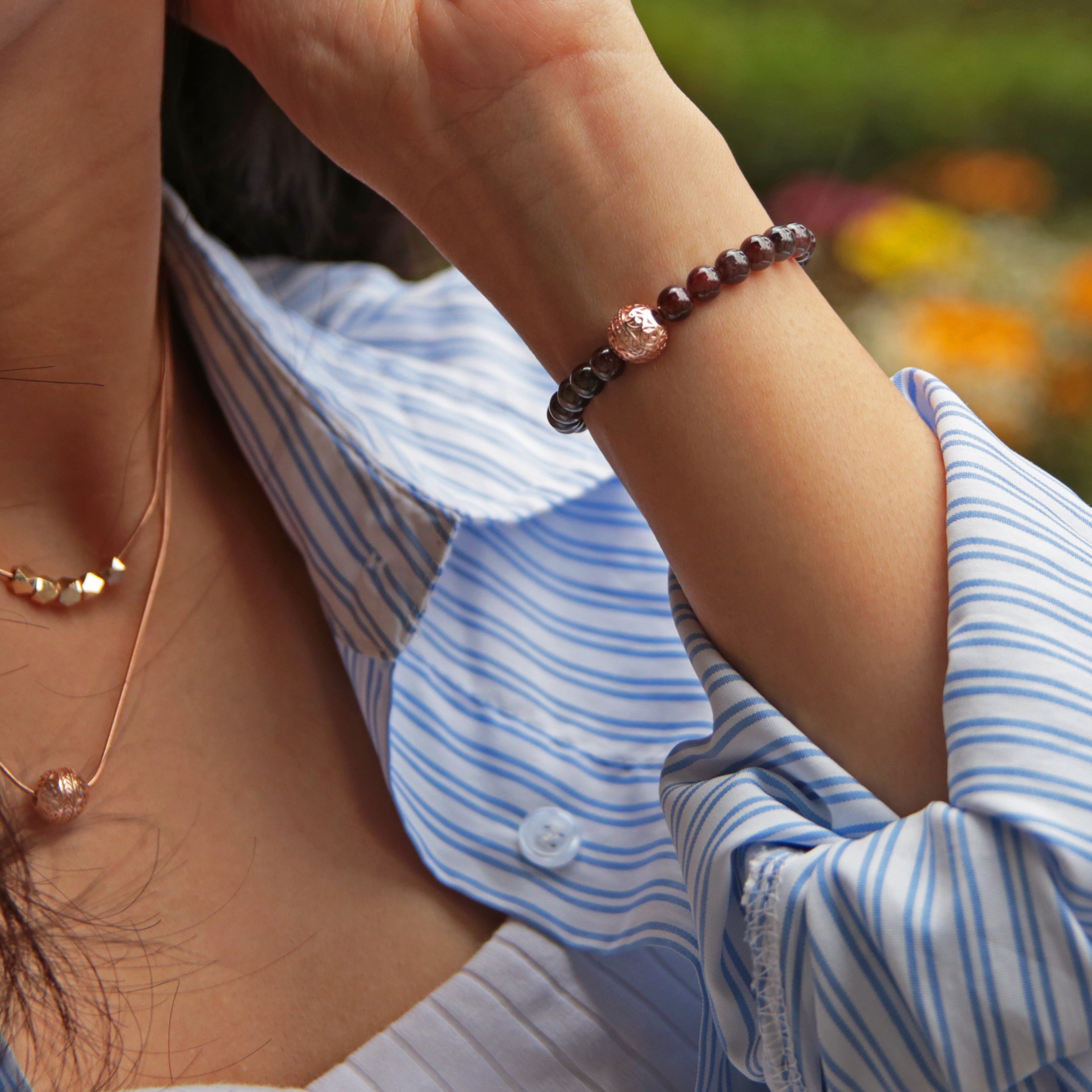 Women's beaded bracelets, Rose gold garnet bracelet, gemstone bracelet,  adjustable bracelet, custom bracelet, personalized braceletswomen's gold bracelets, jewlery for women, women's crystal bracelets, healing crystals bracelets for women, women jewelry