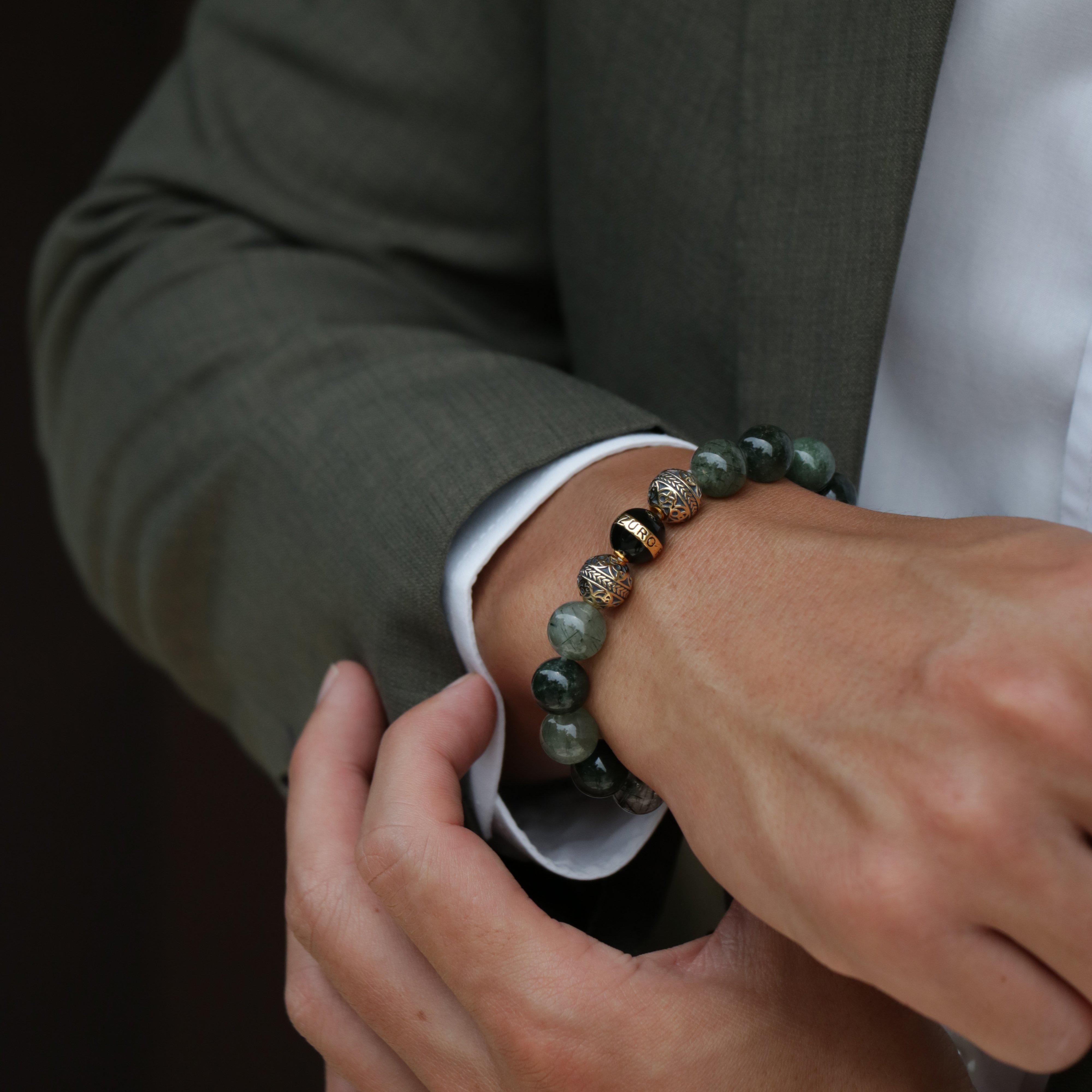 men accessories, must have accessories, beaded bracelets, men beaded bracelets, man bead bracelet, enamel jewelry, enamel bracelet, enameled charms, enamel jewelry making, custom enamel charms, healing, enamel, greek goddess, gaia, gaia goddess, healing, healing power, black rutilated quartz, bracelet for men, azuro, azuro republic, men stone bracelet, men bracelet