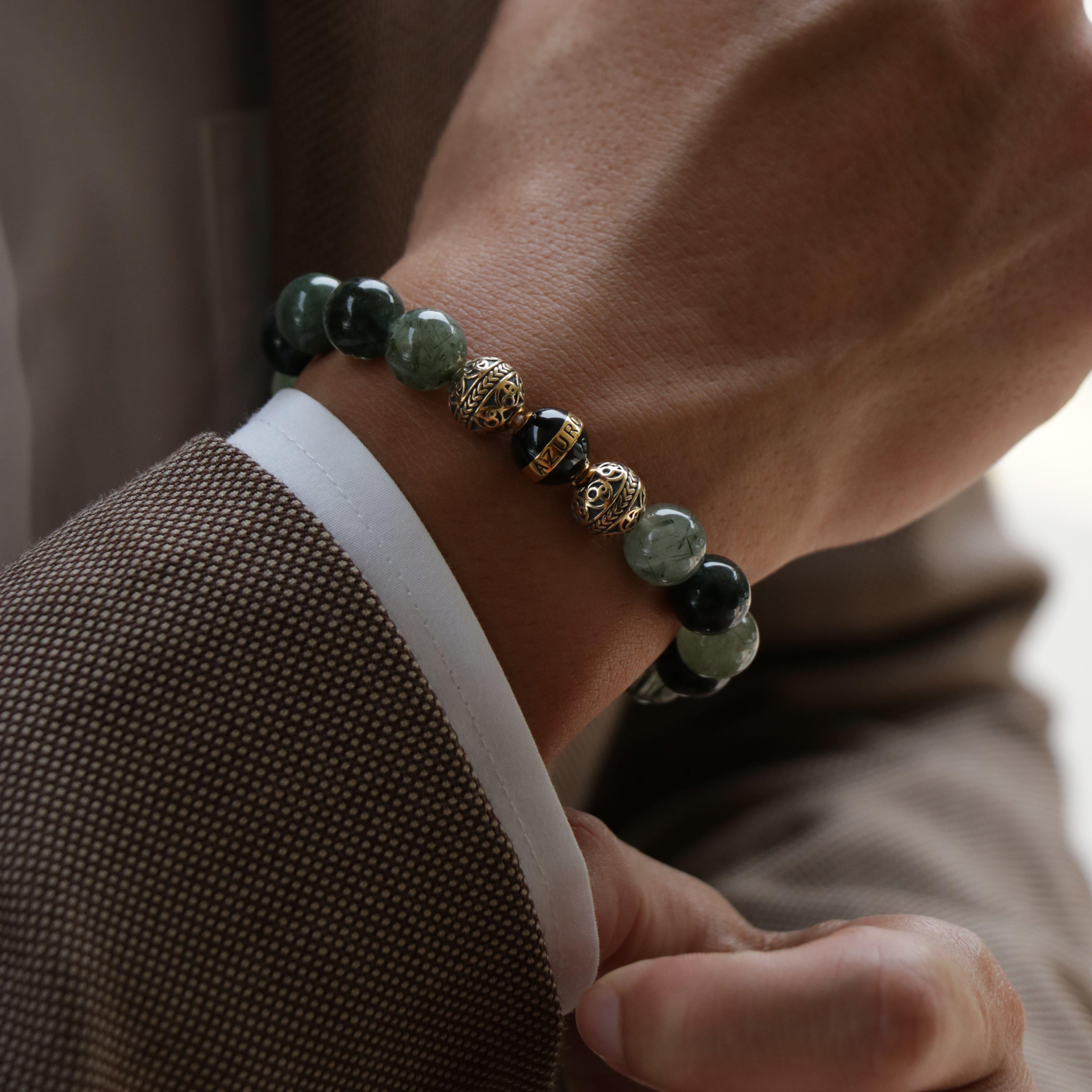 men accessories, must have accessories, beaded bracelets, men beaded bracelets, man bead bracelet, enamel jewelry, enamel bracelet, enameled charms, enamel jewelry making, custom enamel charms, healing, enamel, greek goddess, gaia, gaia goddess, healing, healing power, black rutilated quartz, bracelet for men, azuro, azuro republic, men stone bracelet, men bracelet