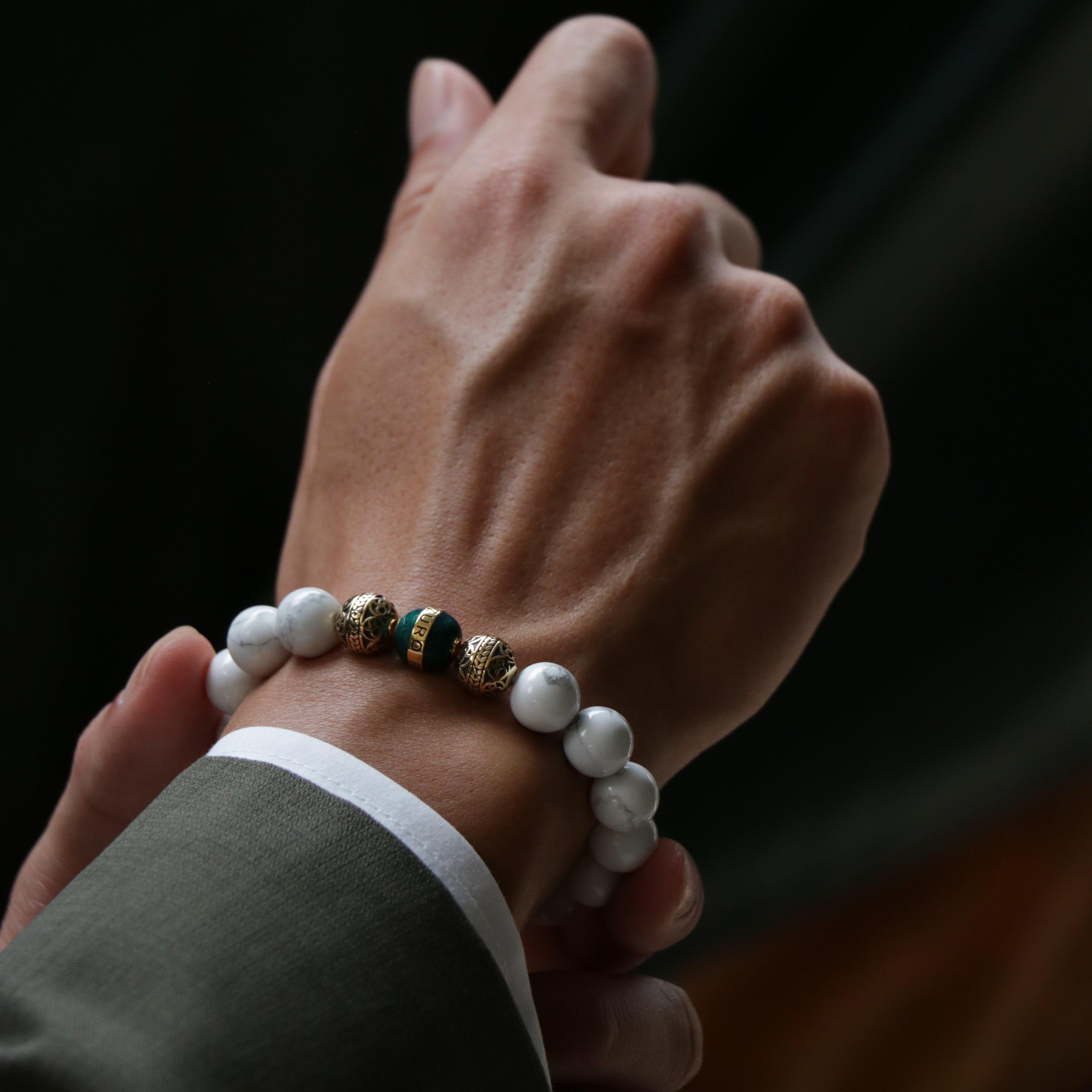 howlite meaning, howlite stone, white howlite, white howlite meaning, howlite beads, blue howlite meaning, howlite gemstone, howlite jewelry, howlite stone meaning, dyed howlite, men accessories, must have accessories, beaded bracelets, men beaded bracelets, man bead bracelet, enamel jewelry, enamel bracelet, enameled charms, enamel jewelry making, custom enamel charms, men stone bracelet, men bracelet, bracelet for men, turquoise, turquoise jewelry, turquoise stone, throat chakra, healing, healing power