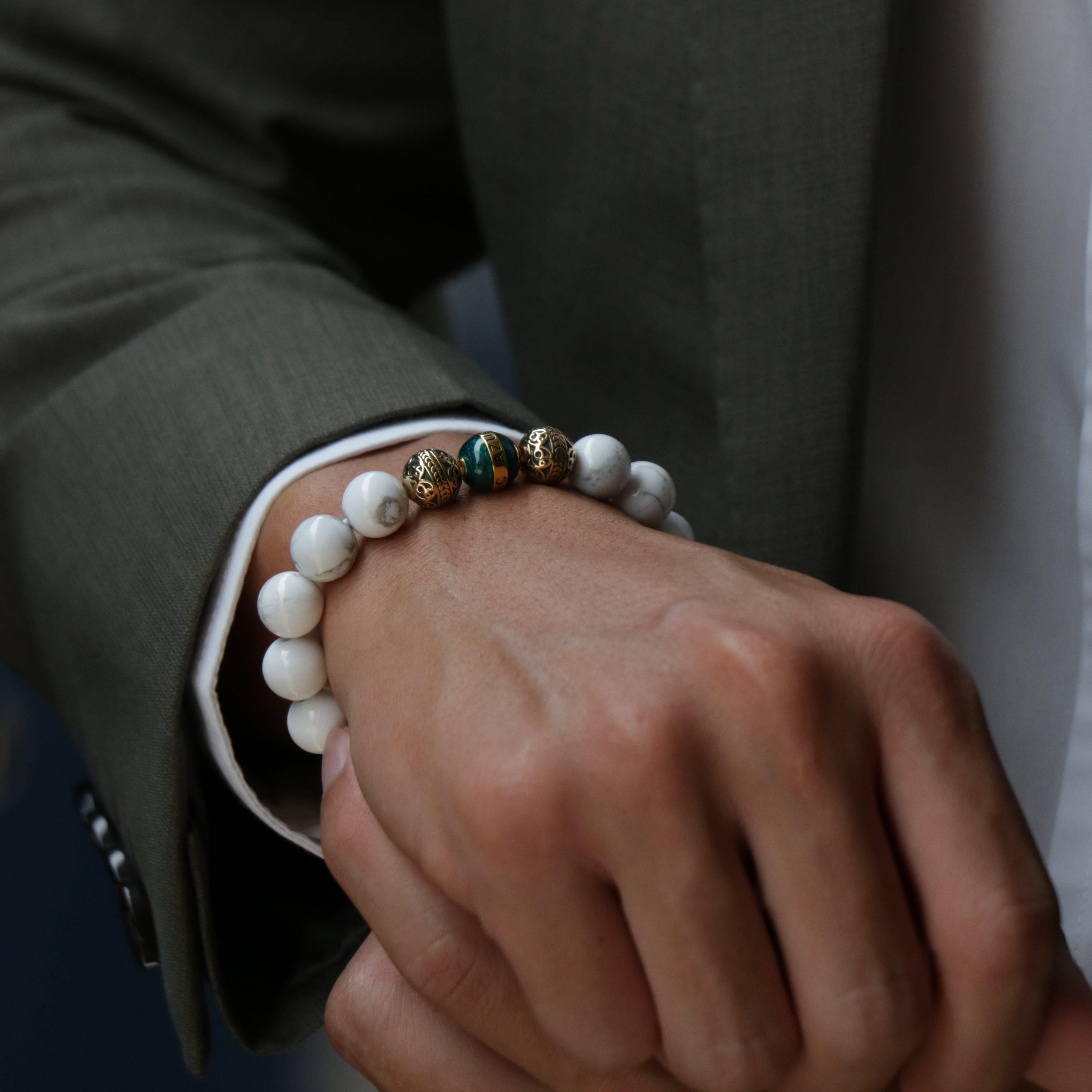 howlite meaning, howlite stone, white howlite, white howlite meaning, howlite beads, blue howlite meaning, howlite gemstone, howlite jewelry, howlite stone meaning, dyed howlite, men accessories, must have accessories, beaded bracelets, men beaded bracelets, man bead bracelet, enamel jewelry, enamel bracelet, enameled charms, enamel jewelry making, custom enamel charms, men stone bracelet, men bracelet, bracelet for men, turquoise, turquoise jewelry, turquoise stone, throat chakra, healing, healing power