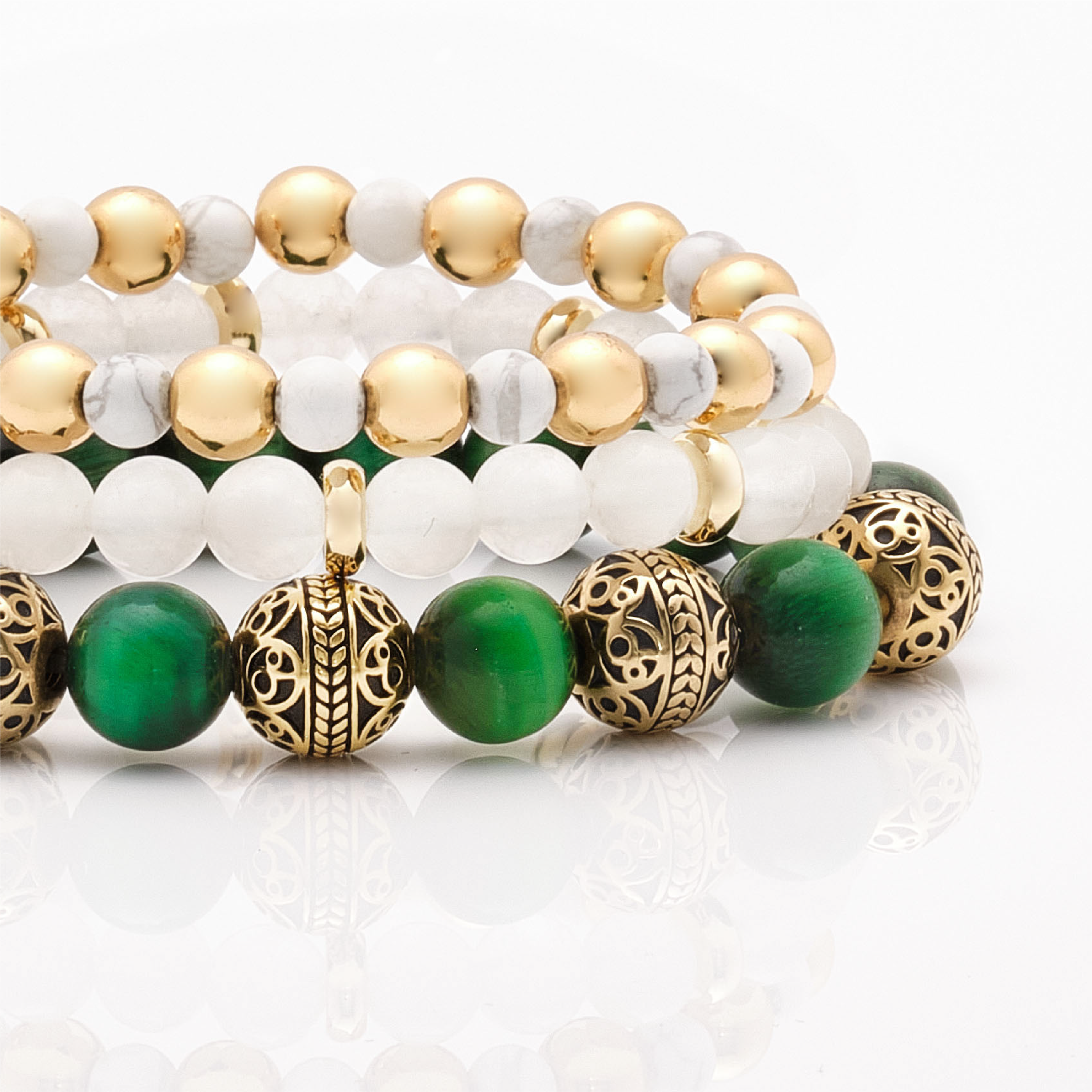 Women's beaded bracelets, Rose gold green tiger eye bracelet, howlite bracelets, white jade bracelets, Stack bracelets, women's silver bracelets, women's gold bracelets, jewlery for women, women's crystal bracelets, healing crystals bracelets for women, women jewelry
