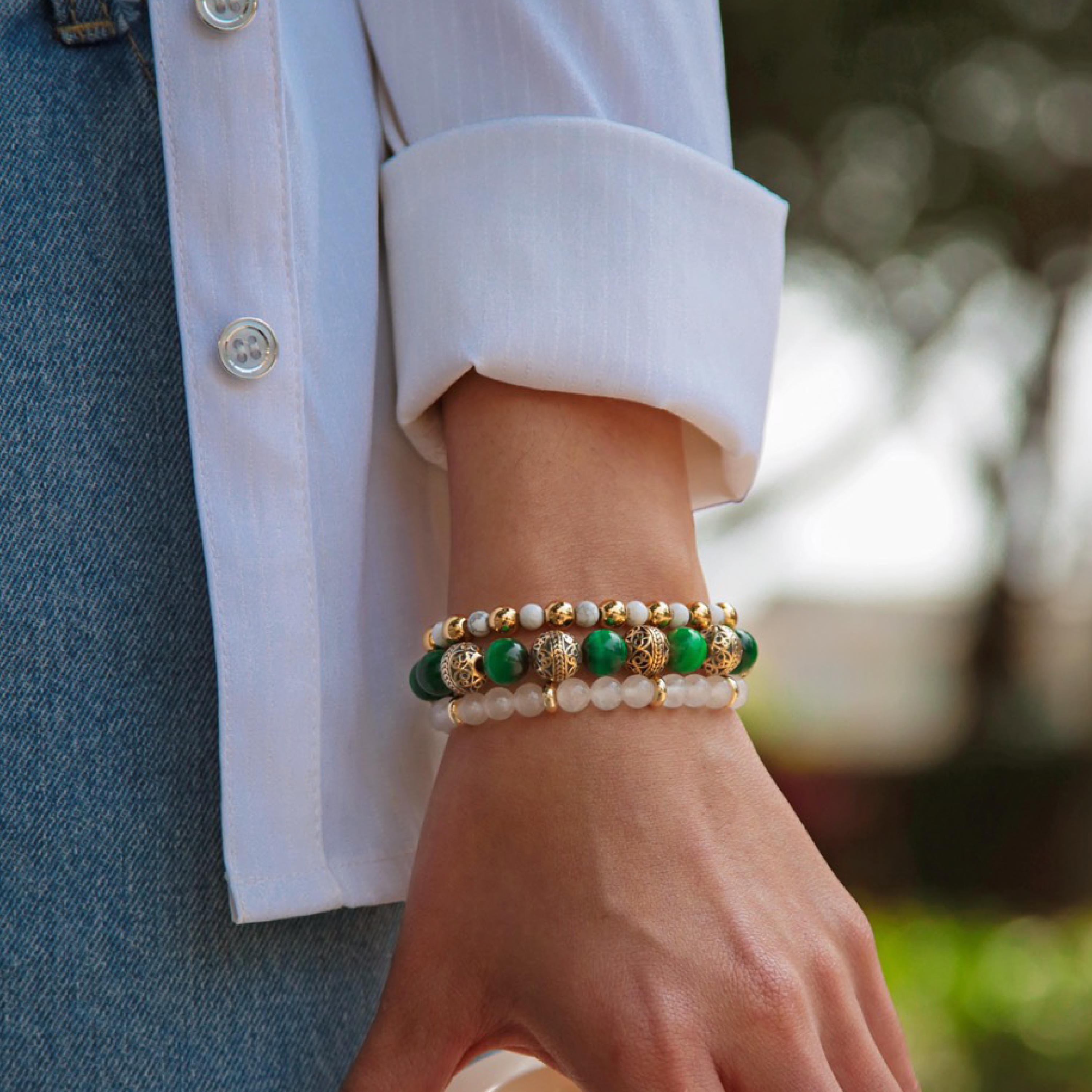 Women's beaded bracelets, Rose gold green tiger eye bracelet, howlite bracelets, white jade bracelets, Stack bracelets, women's silver bracelets, women's gold bracelets, jewlery for women, women's crystal bracelets, healing crystals bracelets for women, women jewelry