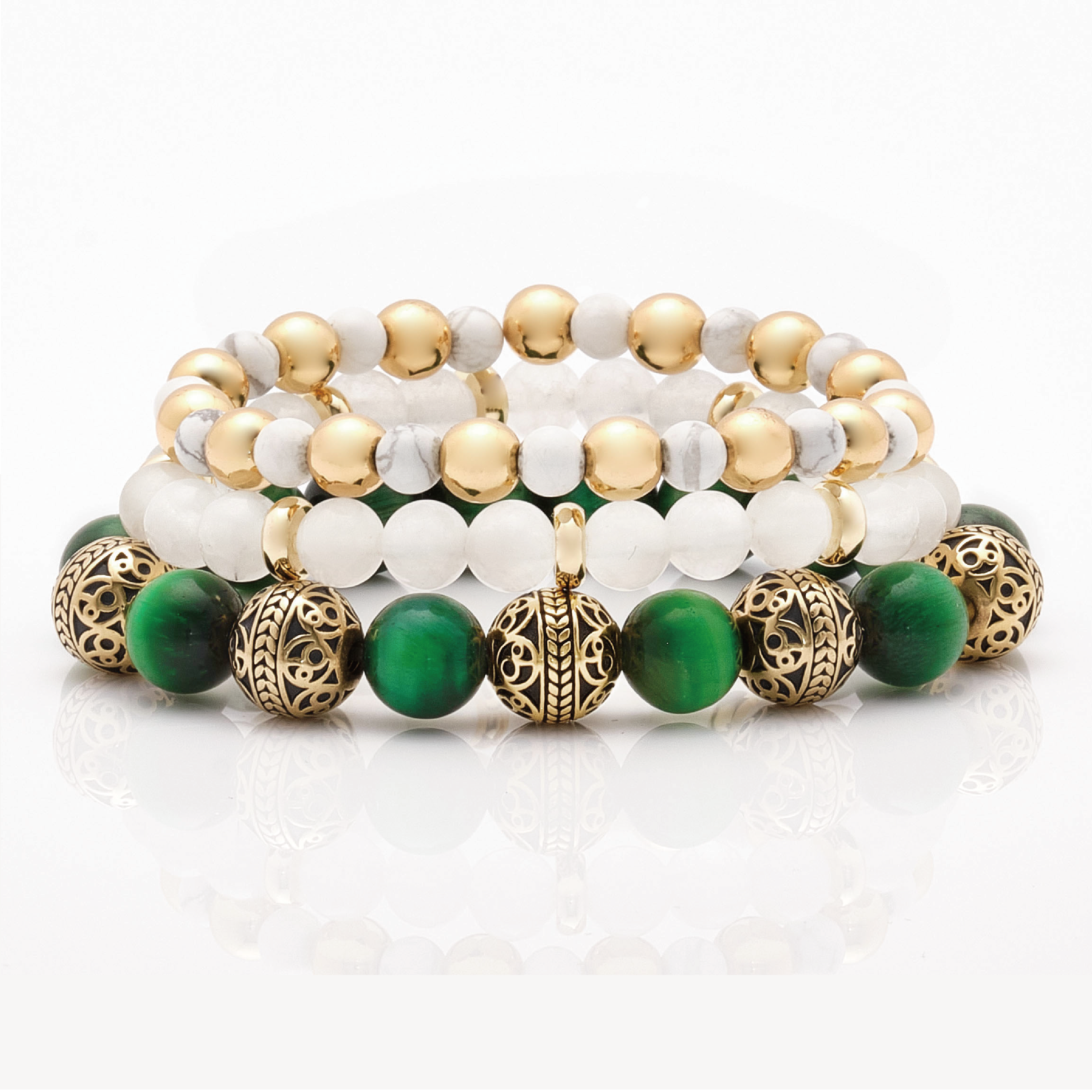 Women's beaded bracelets, Rose gold green tiger eye bracelet, howlite bracelets, white jade bracelets, Stack bracelets, women's silver bracelets, women's gold bracelets, jewlery for women, women's crystal bracelets, healing crystals bracelets for women, women jewelry