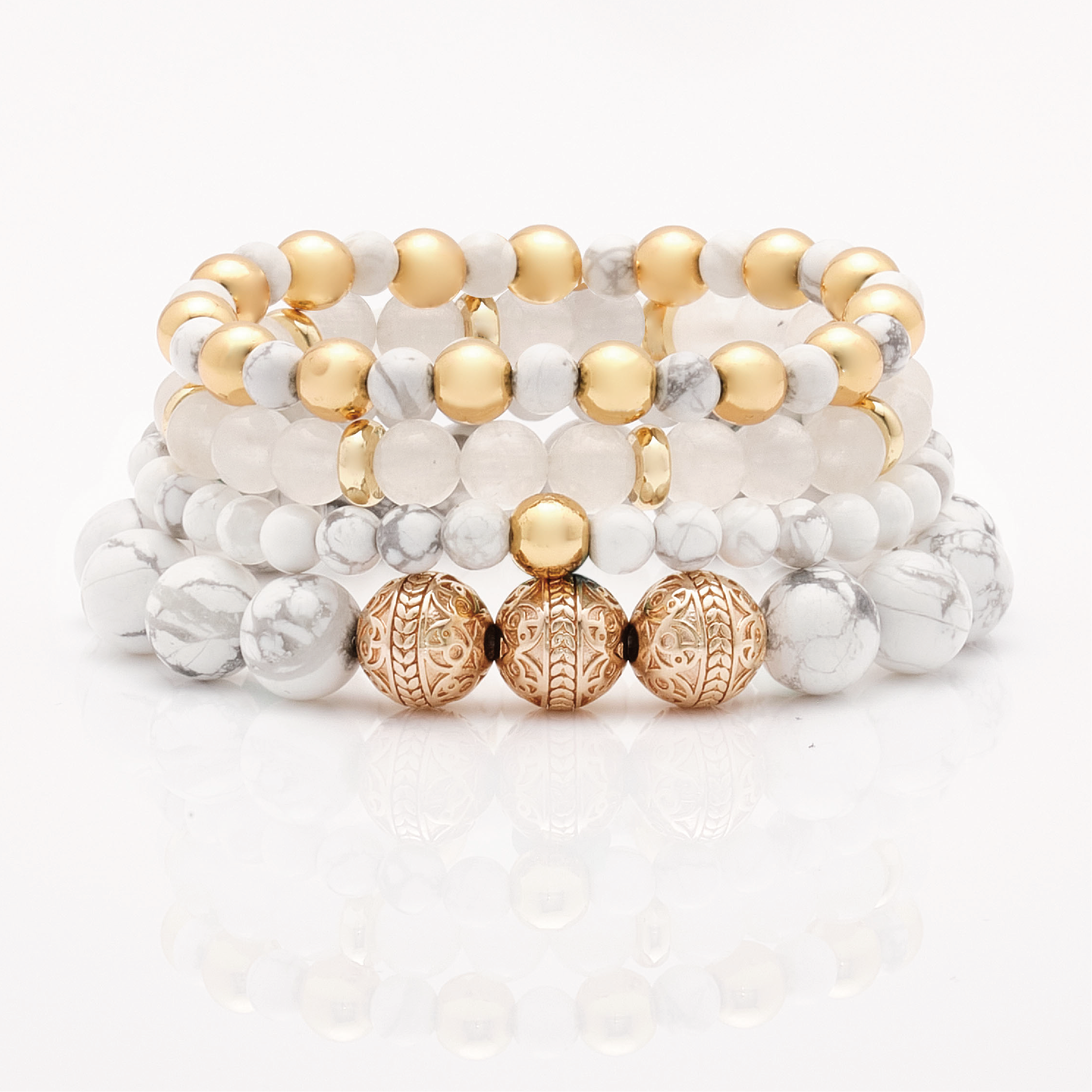 Women's beaded bracelets, Rose gold howlite bracelet, white jade bracelets, Stack bracelets, women's silver bracelets, women's gold bracelets, jewlery for women, women's crystal bracelets, healing crystals bracelets for women, women jewelry