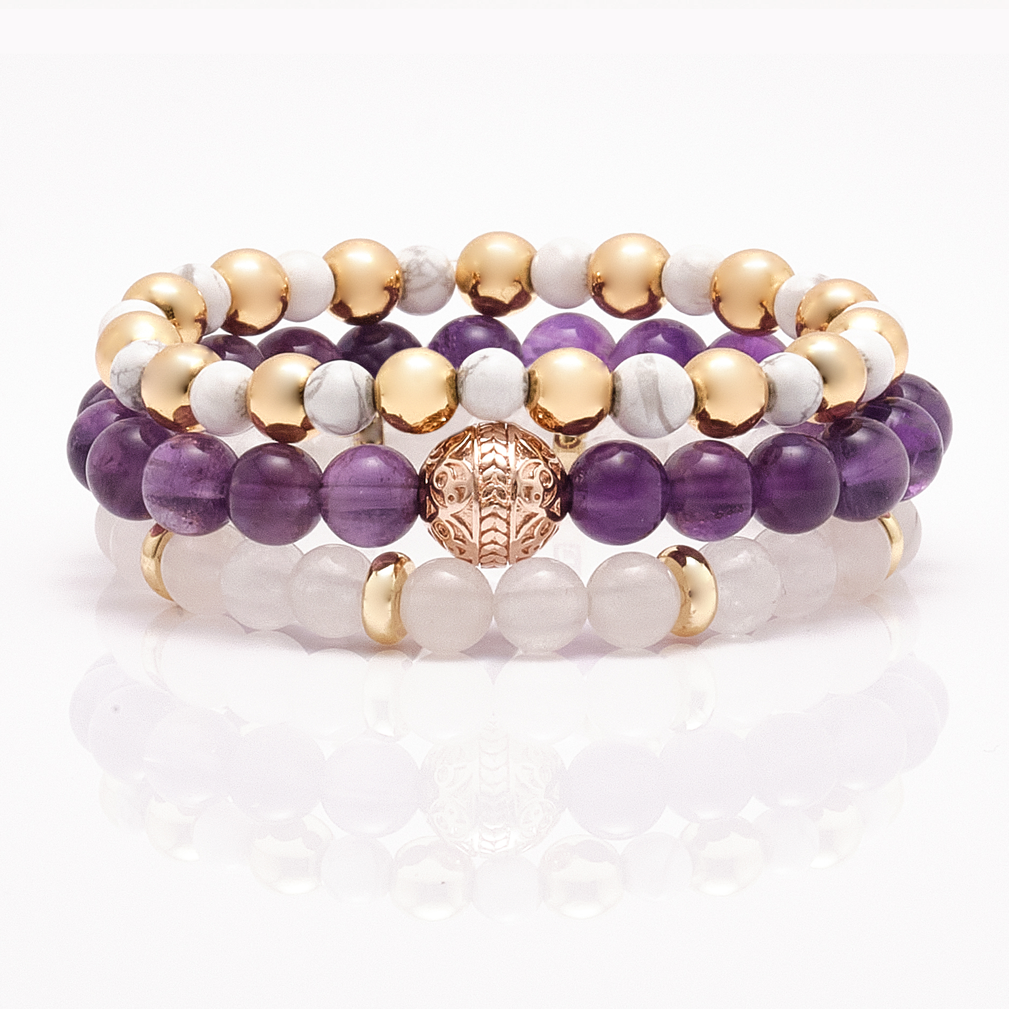 Women's beaded bracelets, Rose gold amethyst bracelet, howlite bracelets, white jade bracelets, Stack bracelets, women's silver bracelets, women's gold bracelets, jewlery for women, women's crystal bracelets, healing crystals bracelets for women, women jewelry
