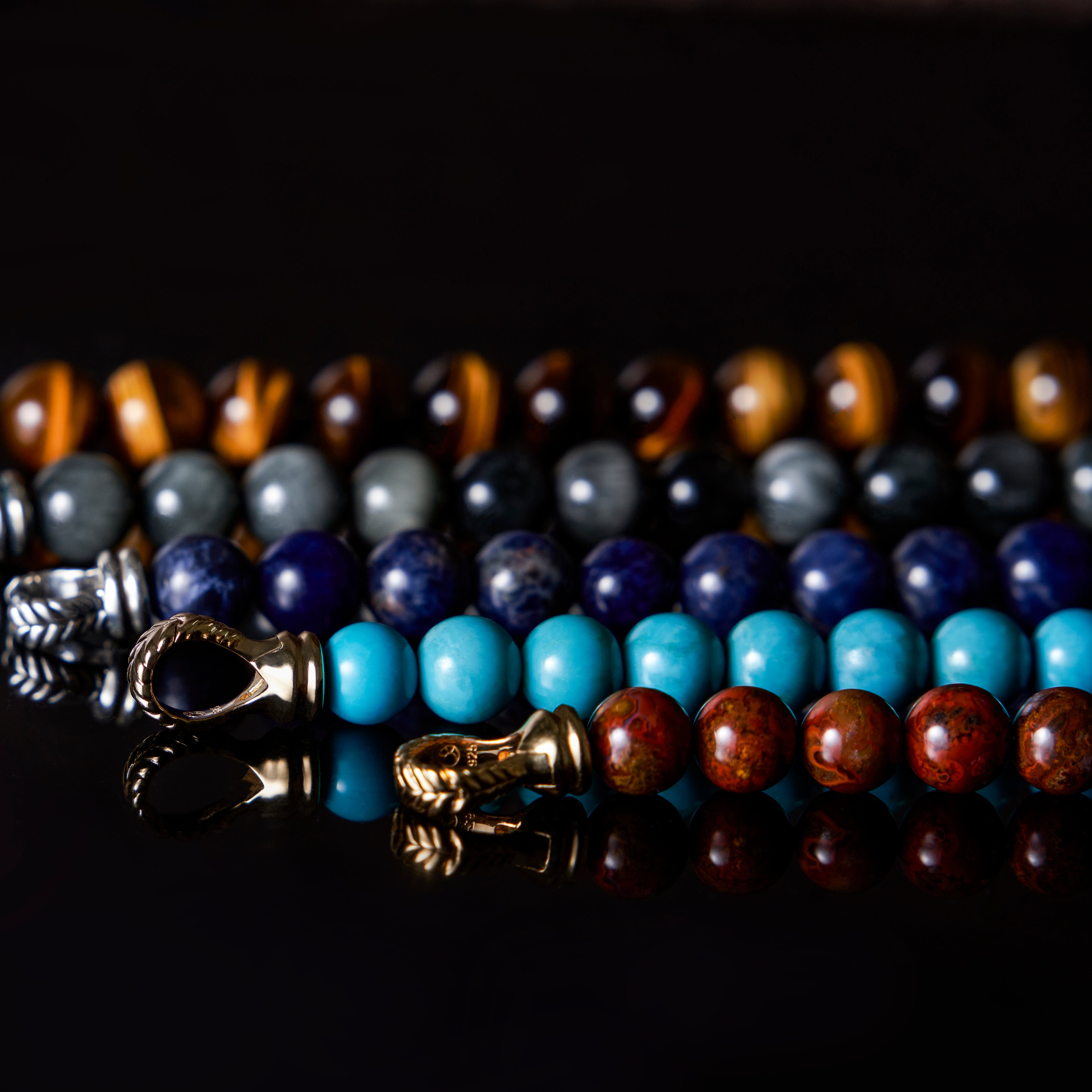 Laurel Silver Hawk Eye Beaded Bracelet