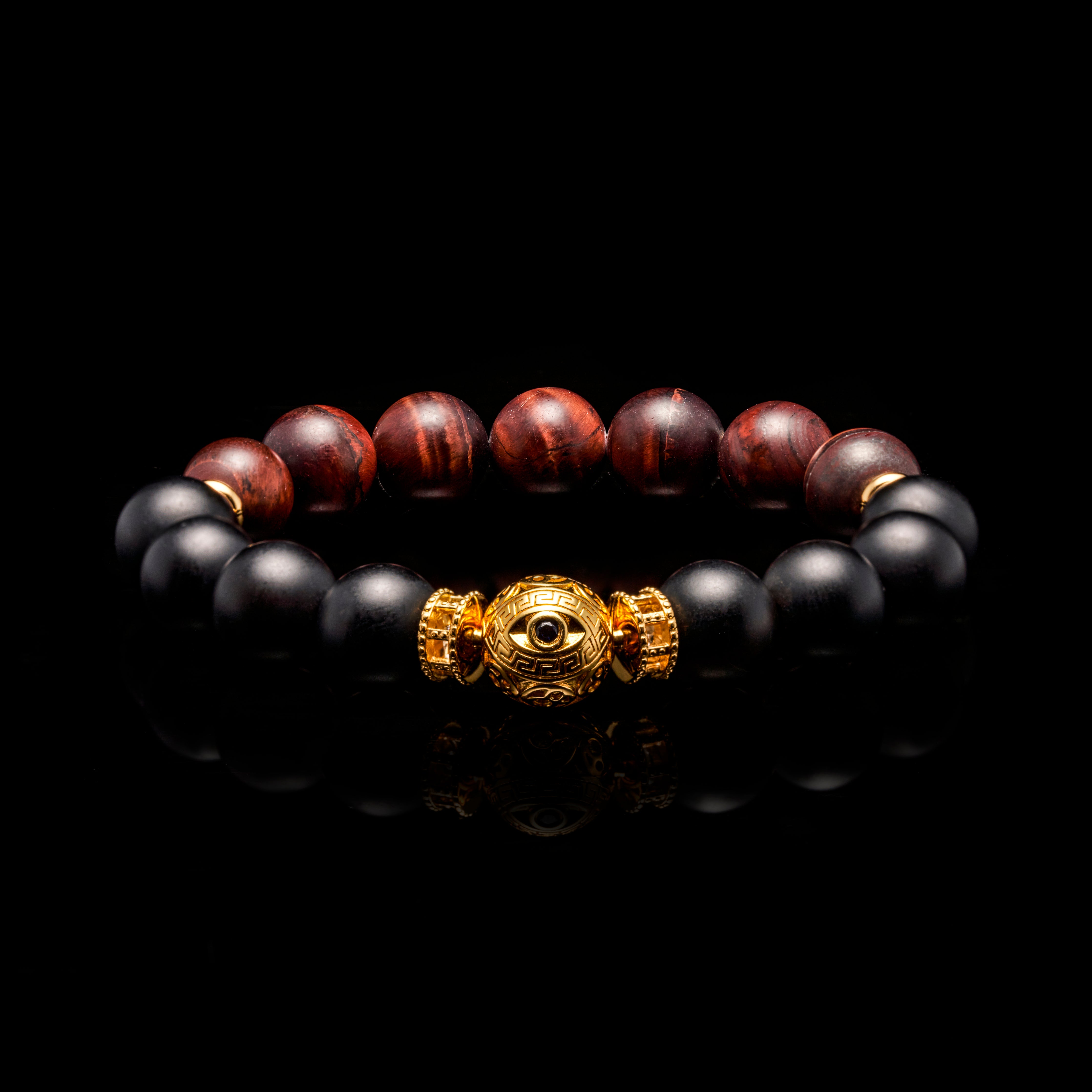 Beaded bracelets for men, evil eye bracelet, evil eye jewelry, obsidian beaded bracelets, bracelets for men, red tiger eye gold bracelets .