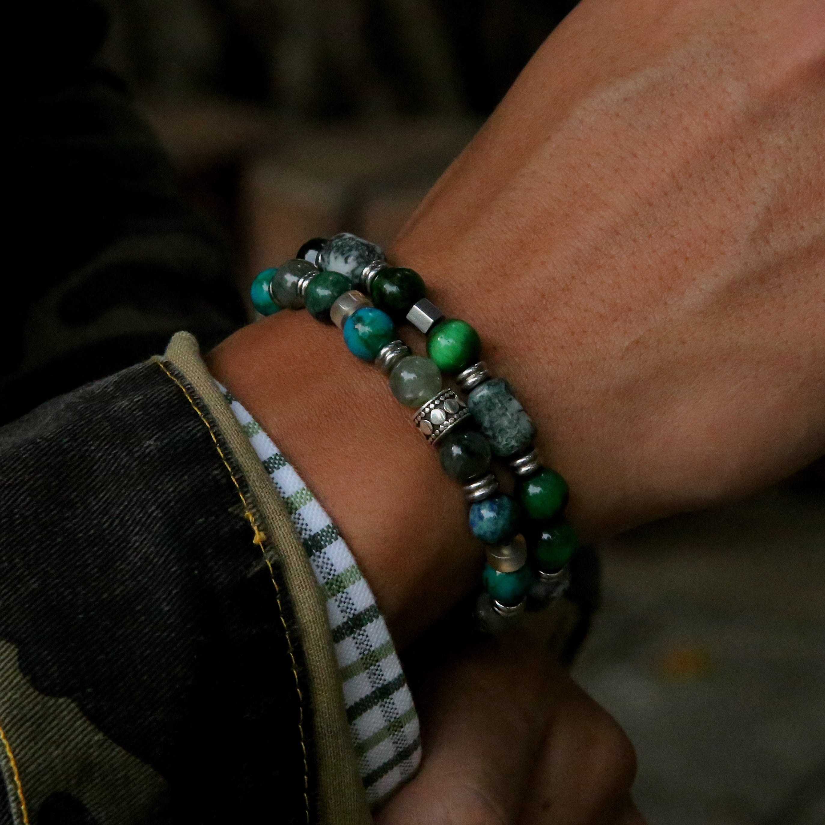 mens stack bracelet can be a silver stackable bracelet or a gold stacking bracelets. Custom your stack bracelet in crystals and rare gemstones. Crafted 925 silver and gold stackable bracelets are in style. Stack up your stack beaded bracelets now.