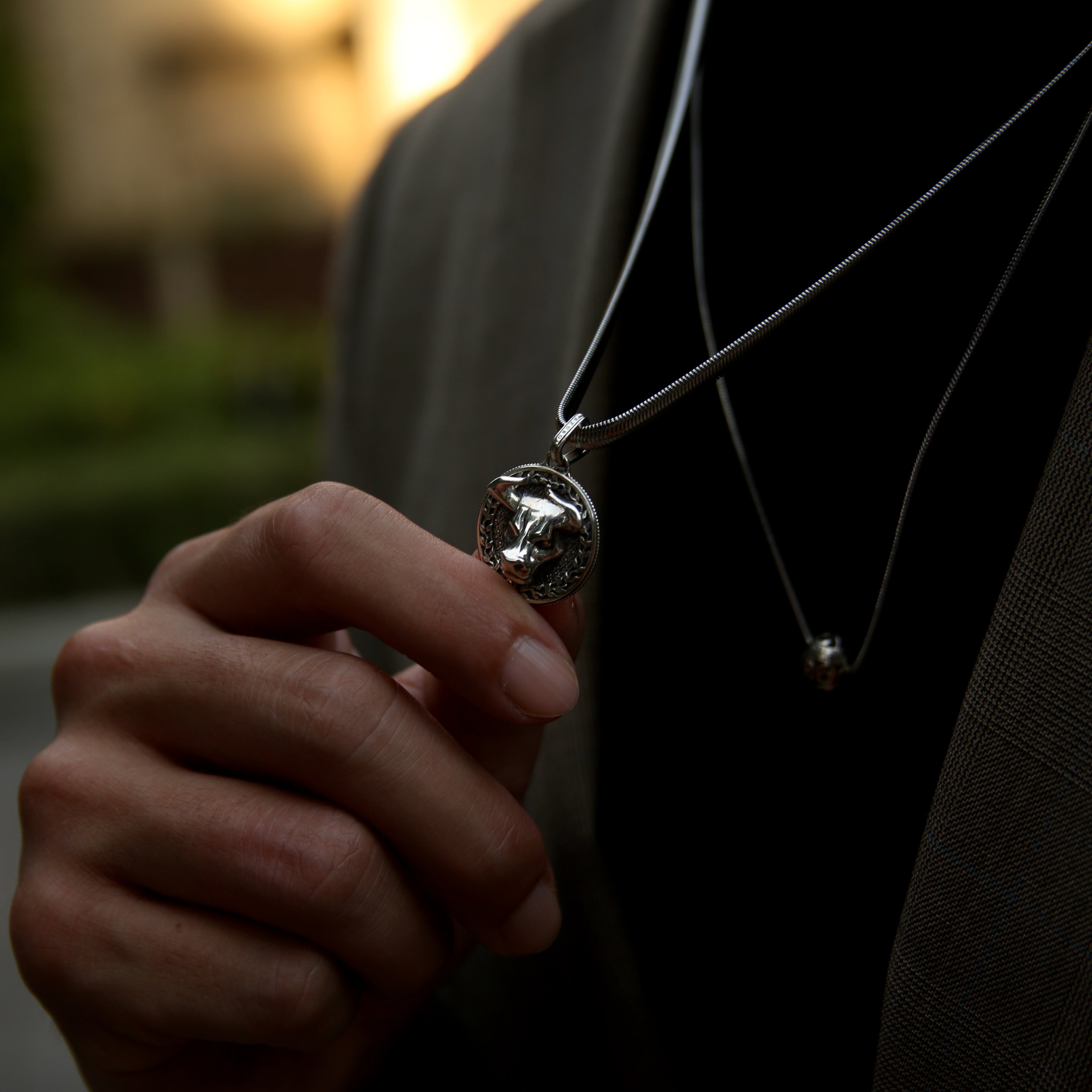 Bull silver pendant necklace in many cultures means prosperity, wealth, and it also means family and union. A bull silver pendant gives a solid appearance to a man. The fine polishing of the horns completes the sharpness of this creation. Azuro put together a collection of Bull pendants and bracelets.