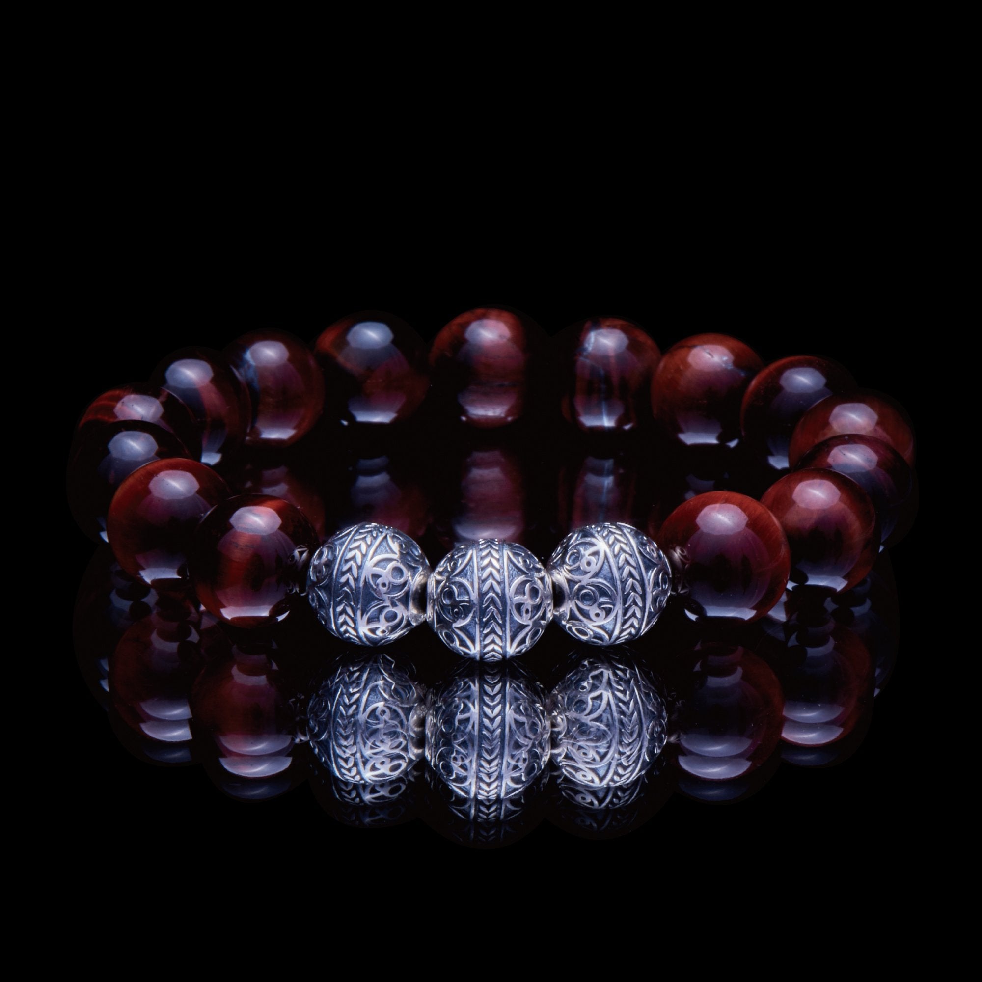 Silver Hematite, Tiger Eye Beaded Bracelet - Valentines bracelets