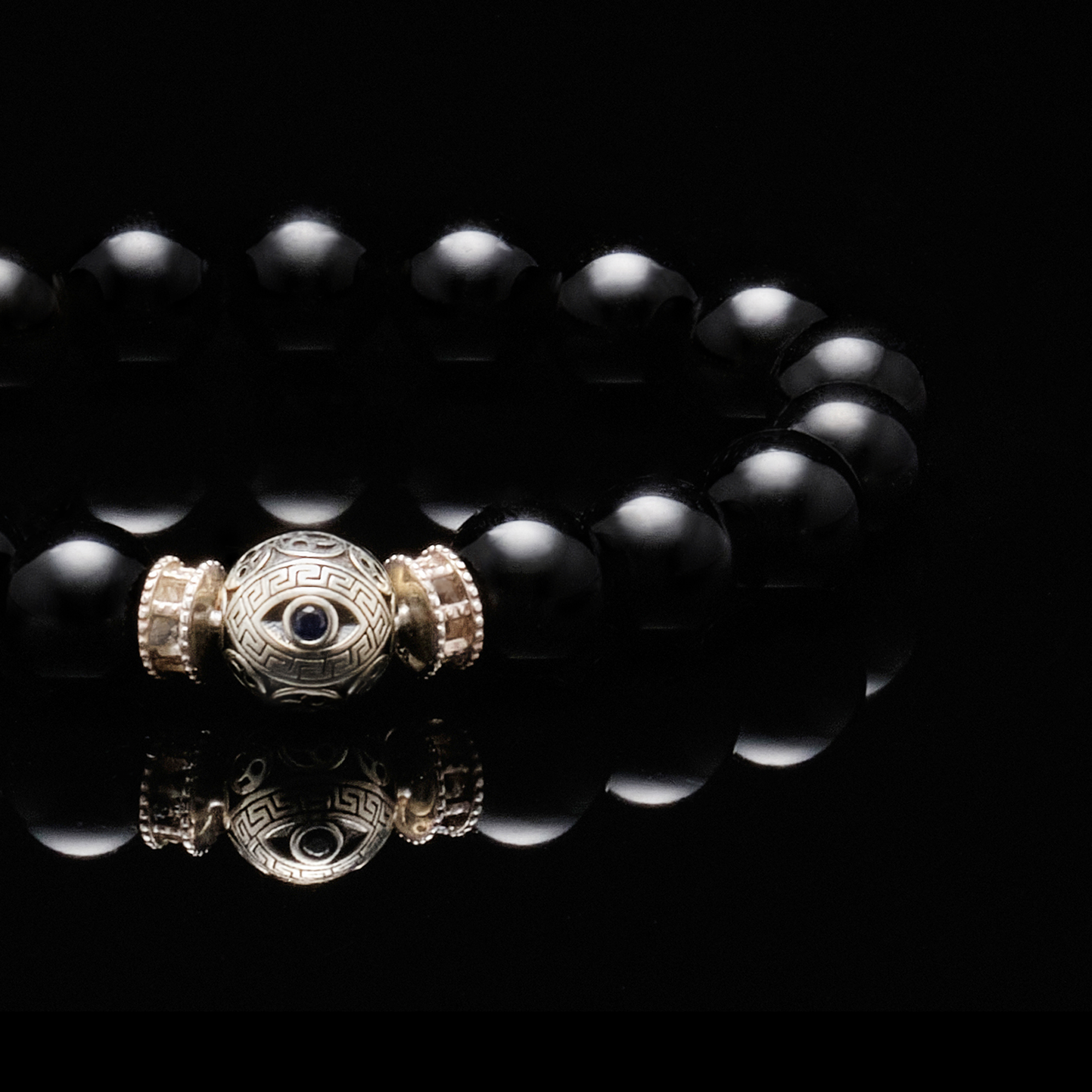 The Silver Black Evil Eye Obsidian Bracelet