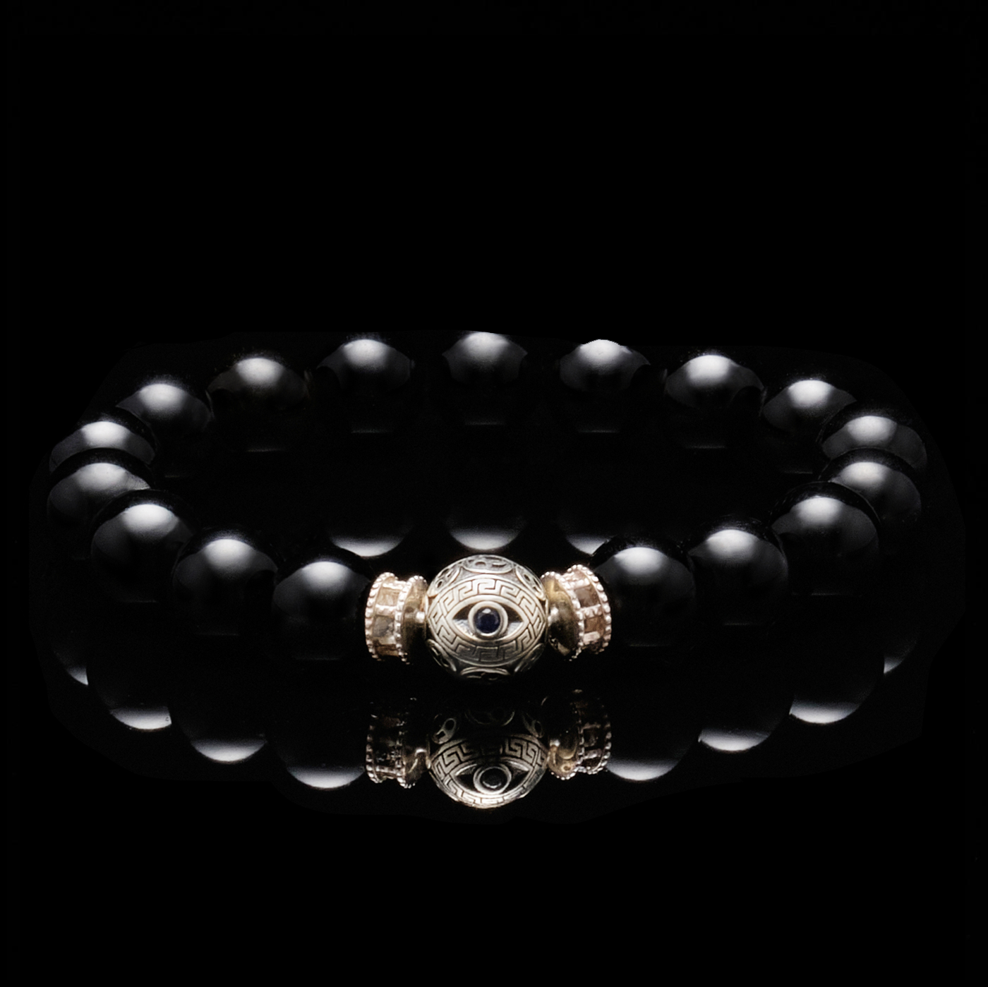 The Evil Eye bracelet is a symbol of protection and good fortune. The handcrafted surface of the skin gives the Evil Eye bracelet a realistic touch. The open clicked design provides the flexibility of changing any designs you want. The 24k Gold Evil Eye bracelet comes with 2 customized colors for you to choose!