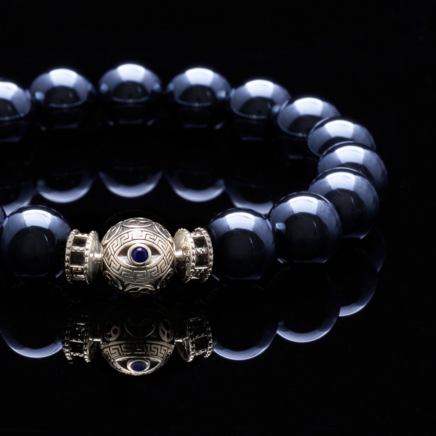 The Silver Blue Evil Eye Hematite Bracelet
