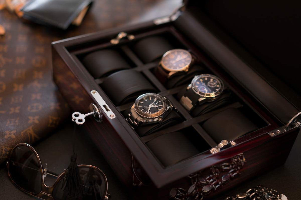 Underwood - Single Watch Storage Box | UN214 Single Watch Storage Case - Grain Croco / Black / Leather