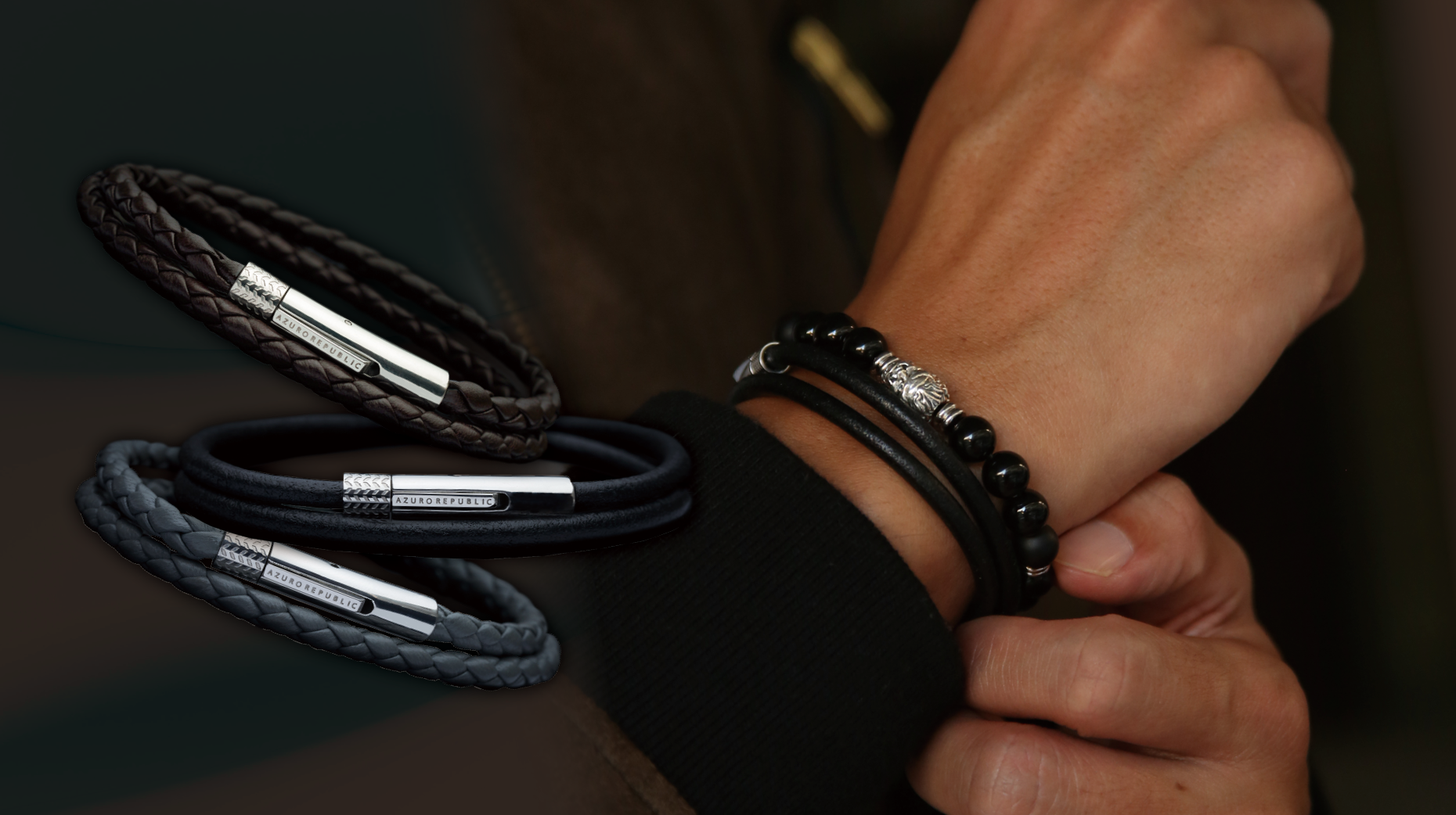 Shop leather bracelets for men 