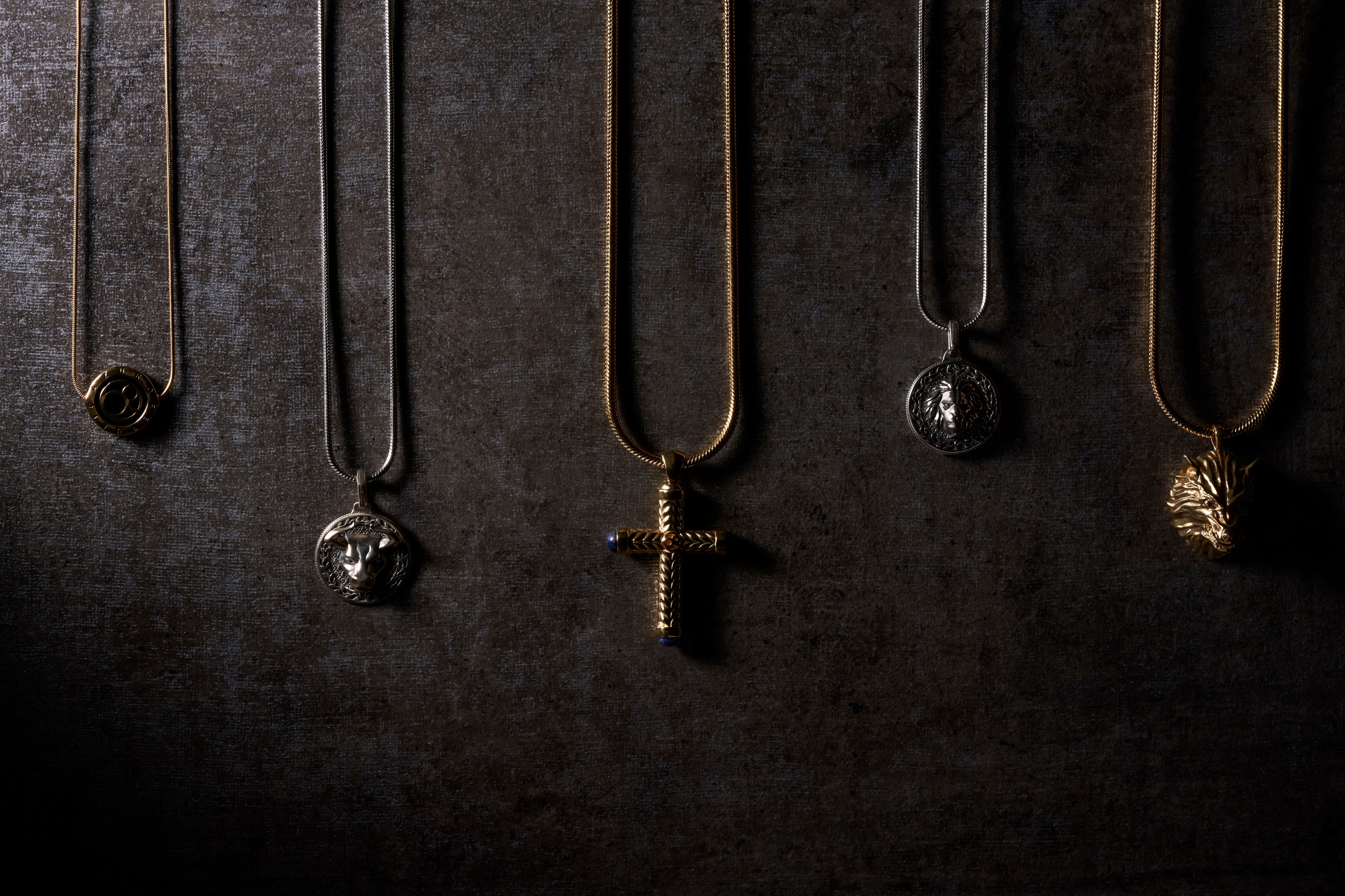 Crafted with the finest 24k gold, premium 925 silver, and top-quality AAA gemstones, each Azuro artisan-designed men's pendant, chain, and crystal necklace is custom-made with a hand finishing and polishing process.