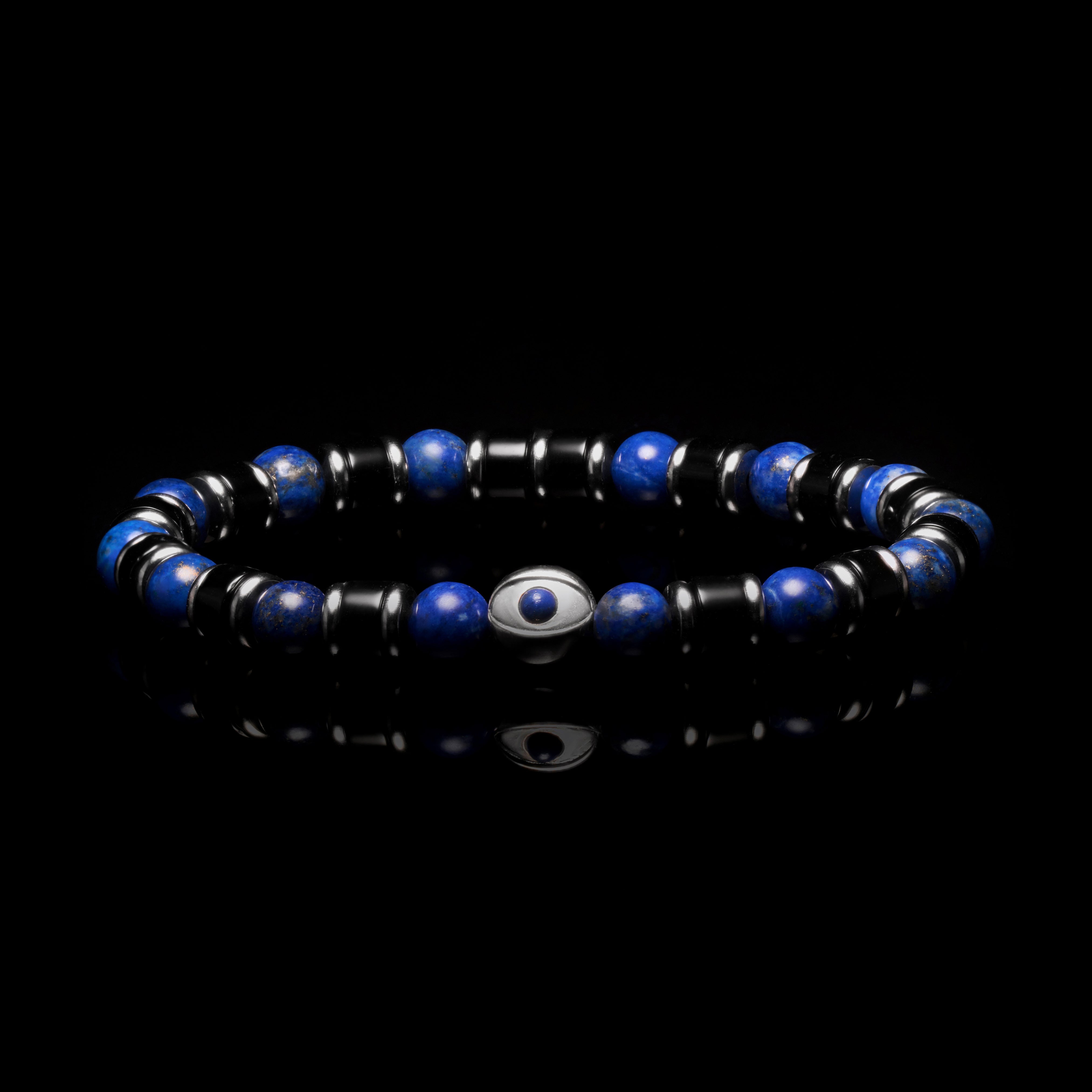 Evil Eye bracelet, Beaded bracelet, Lapis lazuli bracelet 