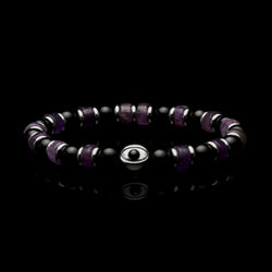 Evil Eye bracelet, Beaded bracelet, Amethyst beaded bracelet 