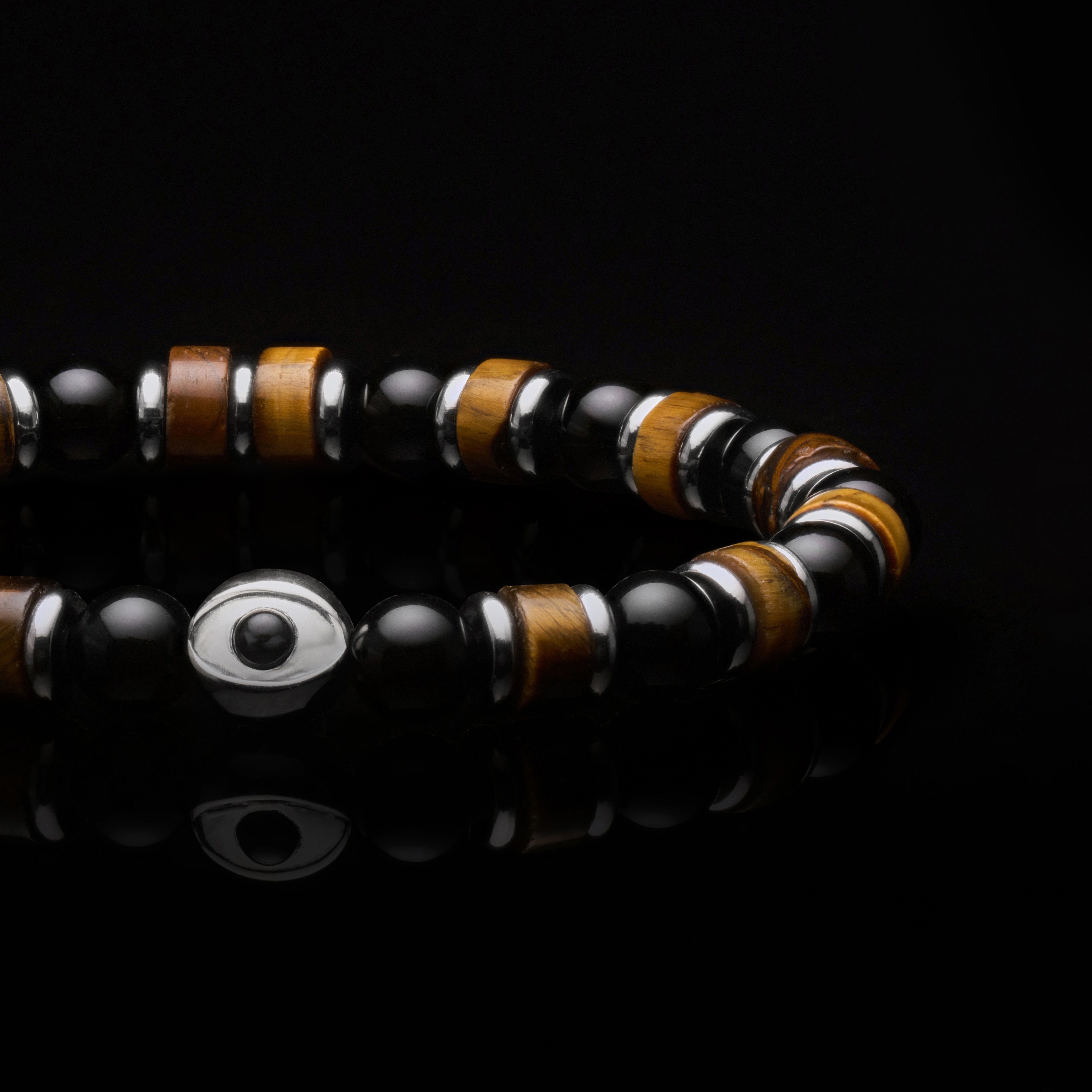 Evil Eye bracelet, Beaded bracelet, tiger eye beaded bracelet 