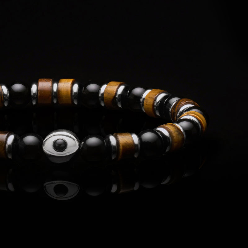 Evil Eye bracelet, Beaded bracelet, tiger eye beaded bracelet 