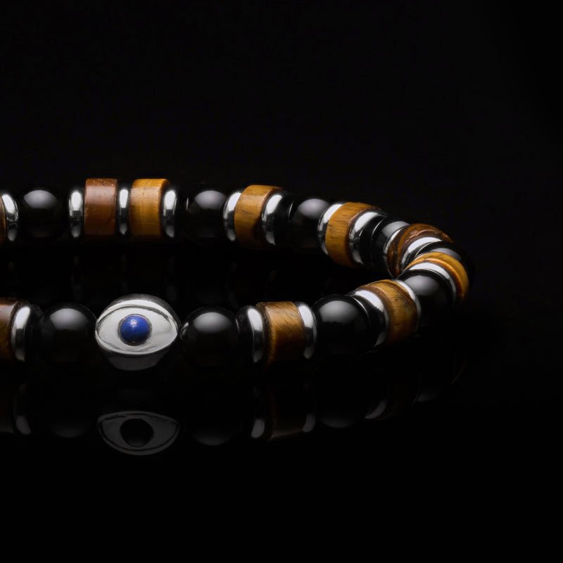 Evil Eye bracelet, Beaded bracelet, tiger eye beaded bracelet 