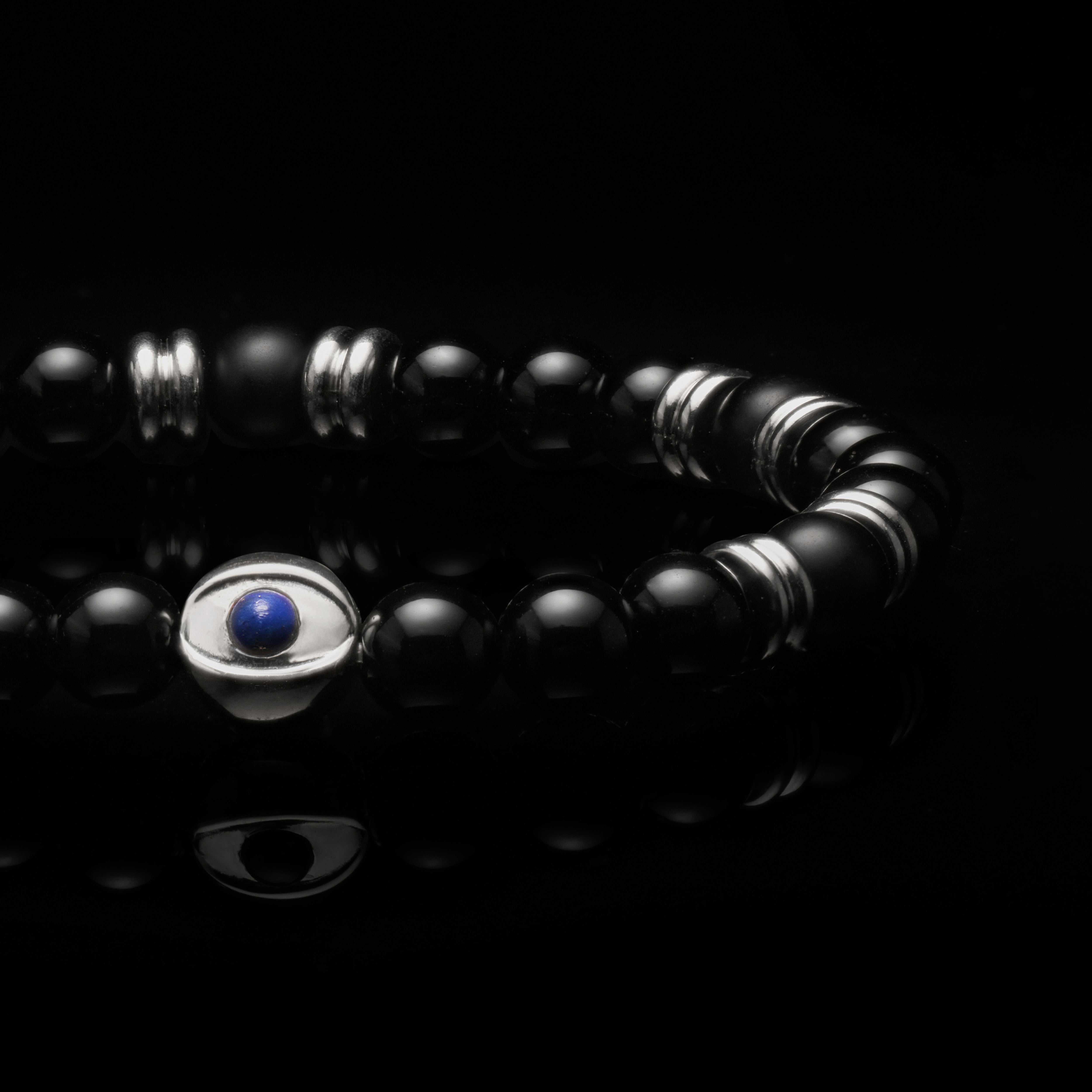 Evil Eye bracelet, Beaded bracelet, onyx beaded bracelet 