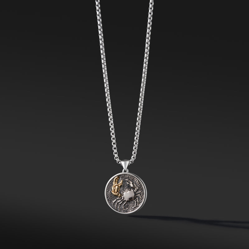 Zodiac necklace, cancer pendant necklace, Star sign necklace for men, 