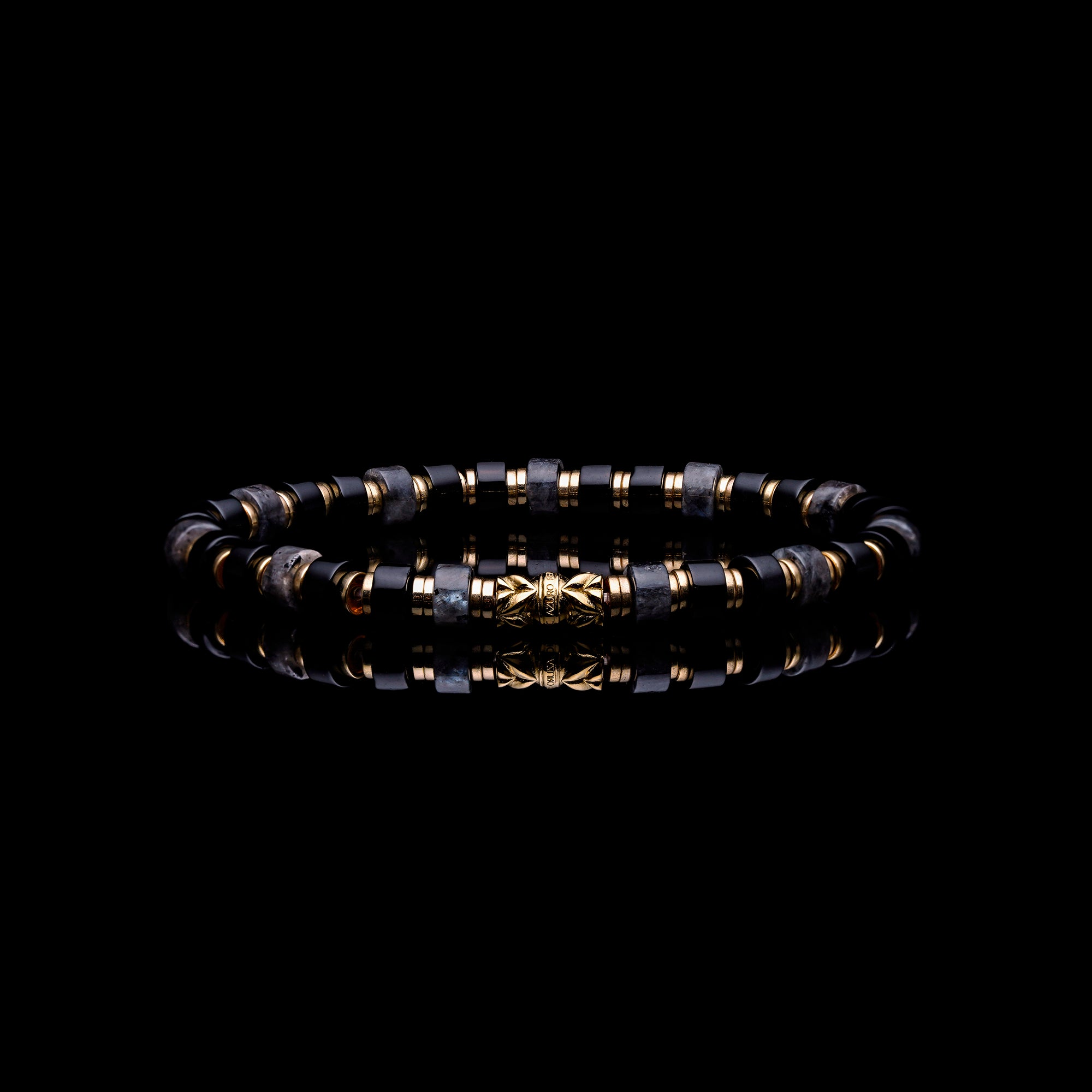 Men's Black String Bracelet with Adjustable Gold Lock – Nialaya
